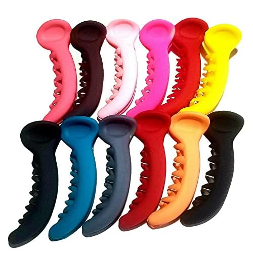 Rubela Banana Hair Clips - 6 Pack Ponytail Barrettes for Women & Girls with Thick or Fine Hair - Soft Grip Hair Accessories for School, Work, Sports & Everyday Use (Multicolor)