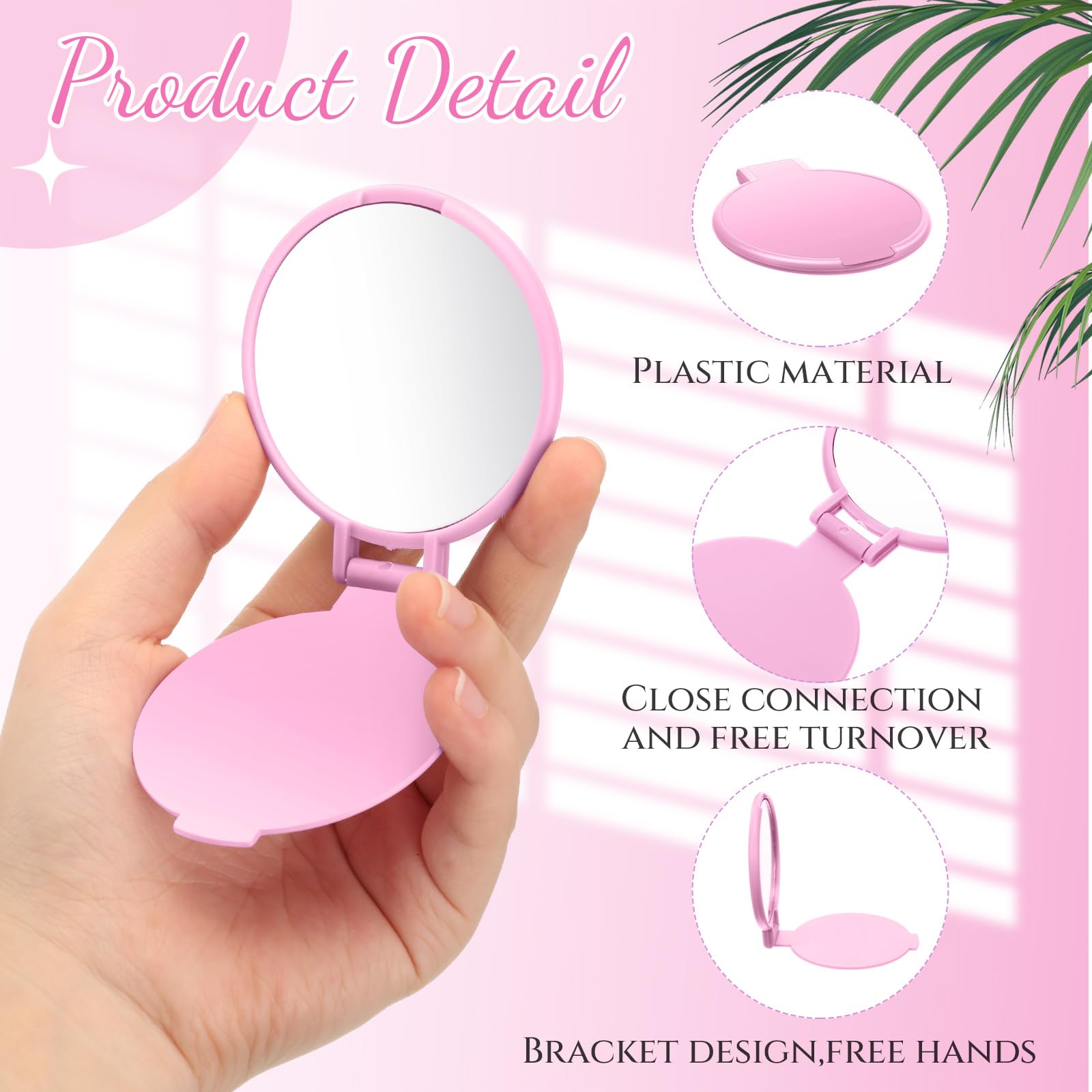 24-Piece Bulk Mini Compact Mirror Set - 2.8 x 2.4 Inch Round Portable Folding Travel Makeup Mirror (Pink) - Perfect for Homeless Shelters, Travel, Gym, Purse & Emergency Kits