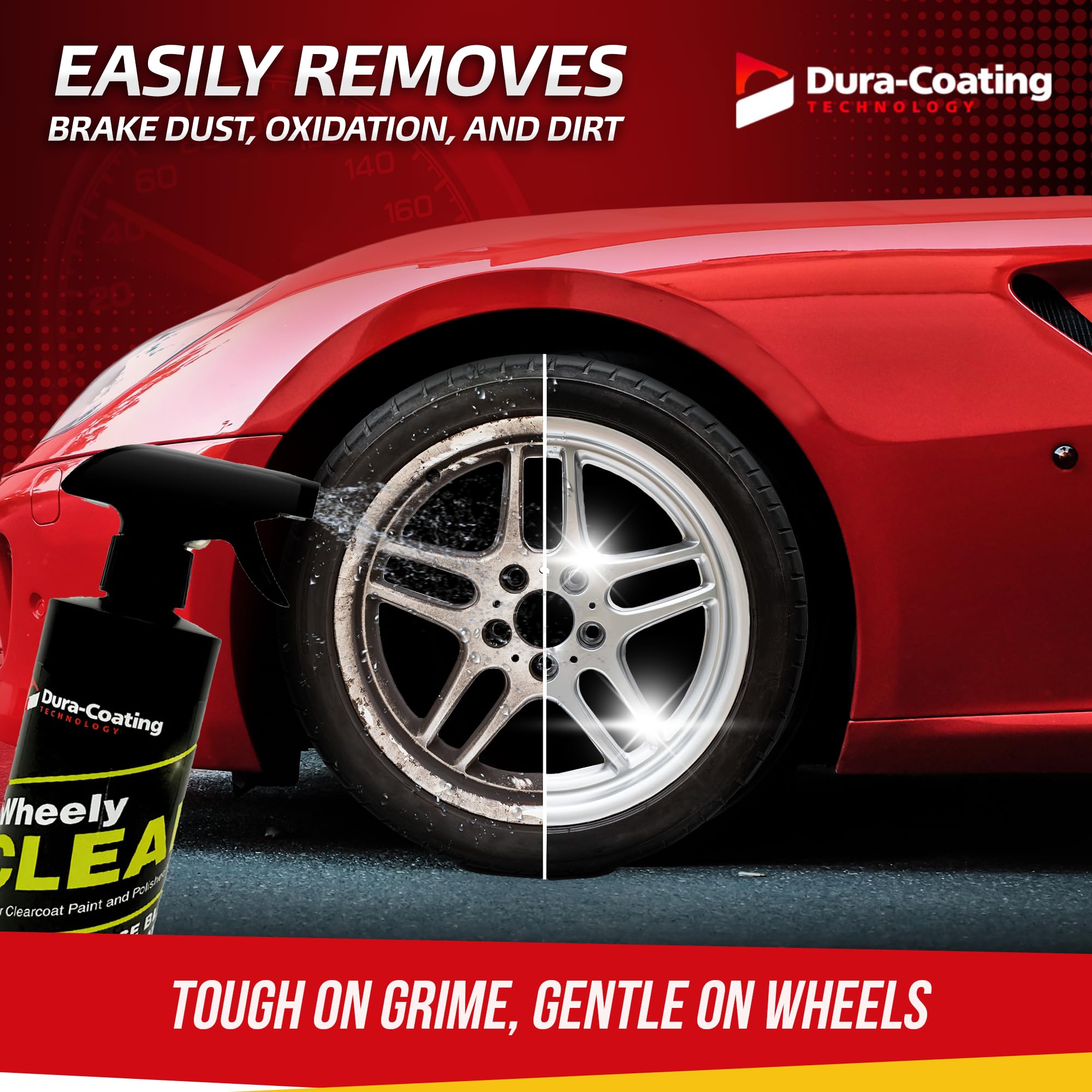 DURA-COATING TECHNOLOGY Wheely Clean Concentrate - Professional Chrome, Clear-Coated & Aluminum Wheel Cleaner with Tire Shine - 1 oz Car Care Solution - Perfect for Detailing, Auto Shops & DIY Car Enthusiasts