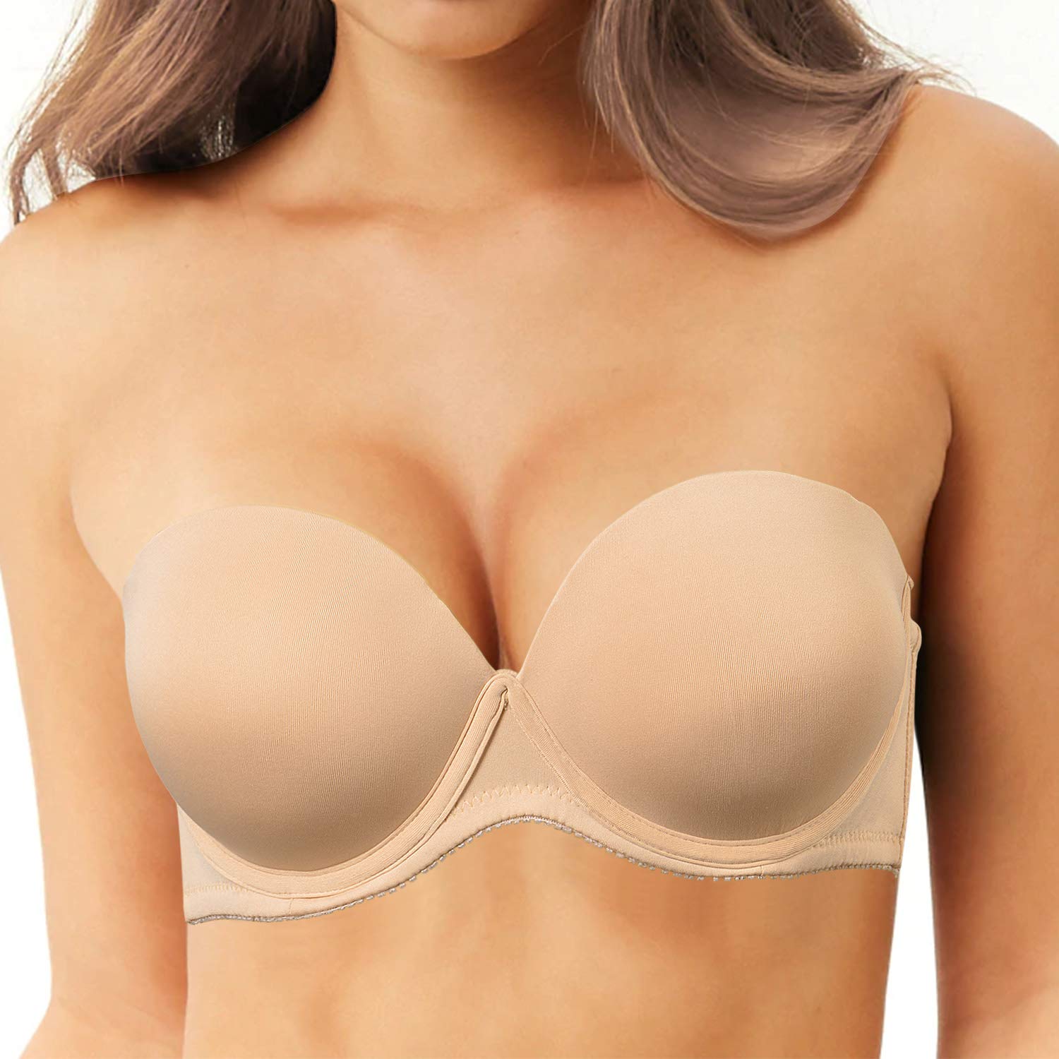 Strapless Push Up Bra for Women - Thick Padded Lift & Support Convertible Bras with Clear Straps | Perfect for Backless Dresses, Formal Wear & Special Occasions