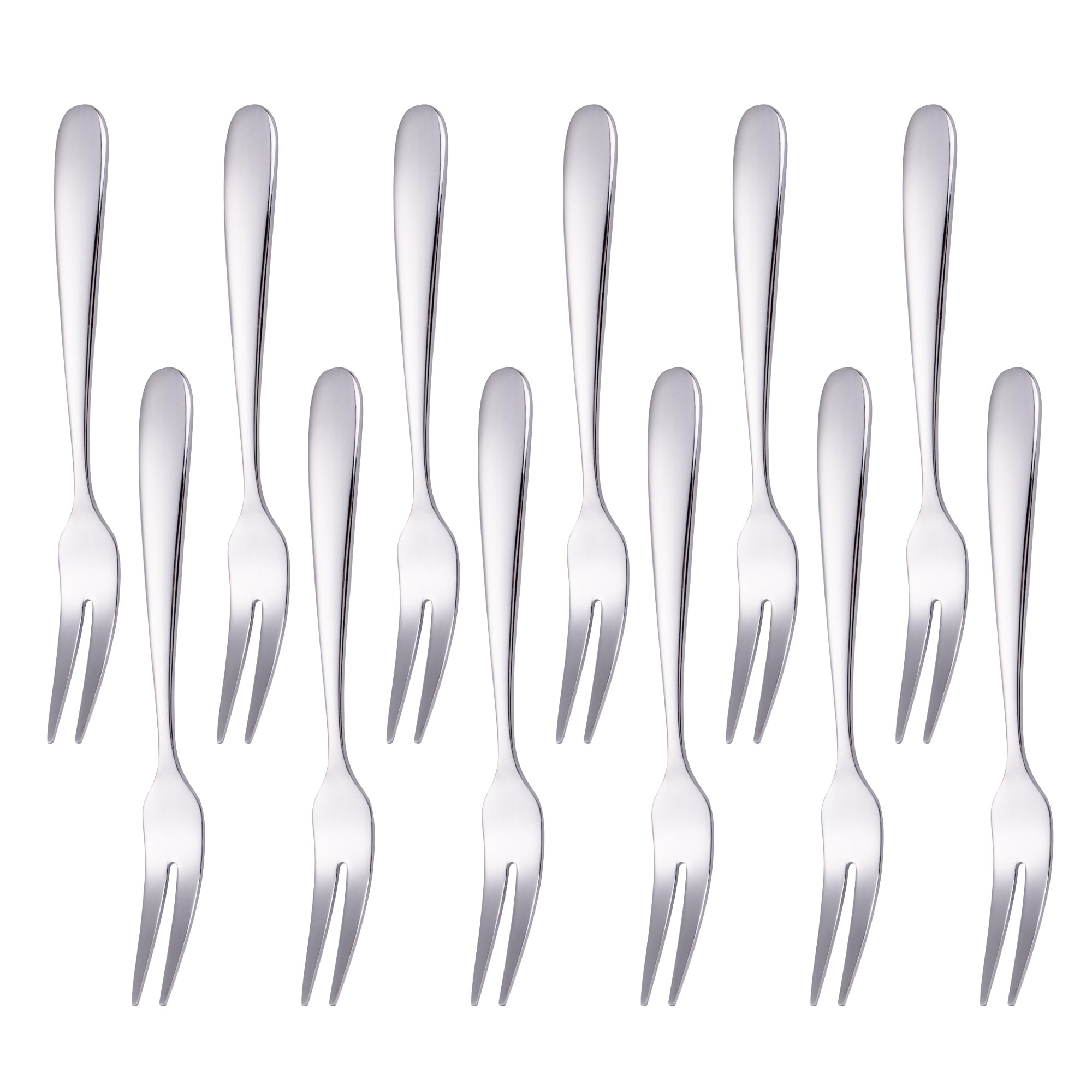 Premium Stainless Steel Mini Crab Forks - 2 Prong Appetizer Forks for Cocktails, Desserts, Salads, Seafood & Fruit - Portable Set of 12 (5.51 Inches) - Perfect for Parties, Travel & Elegant Dining
