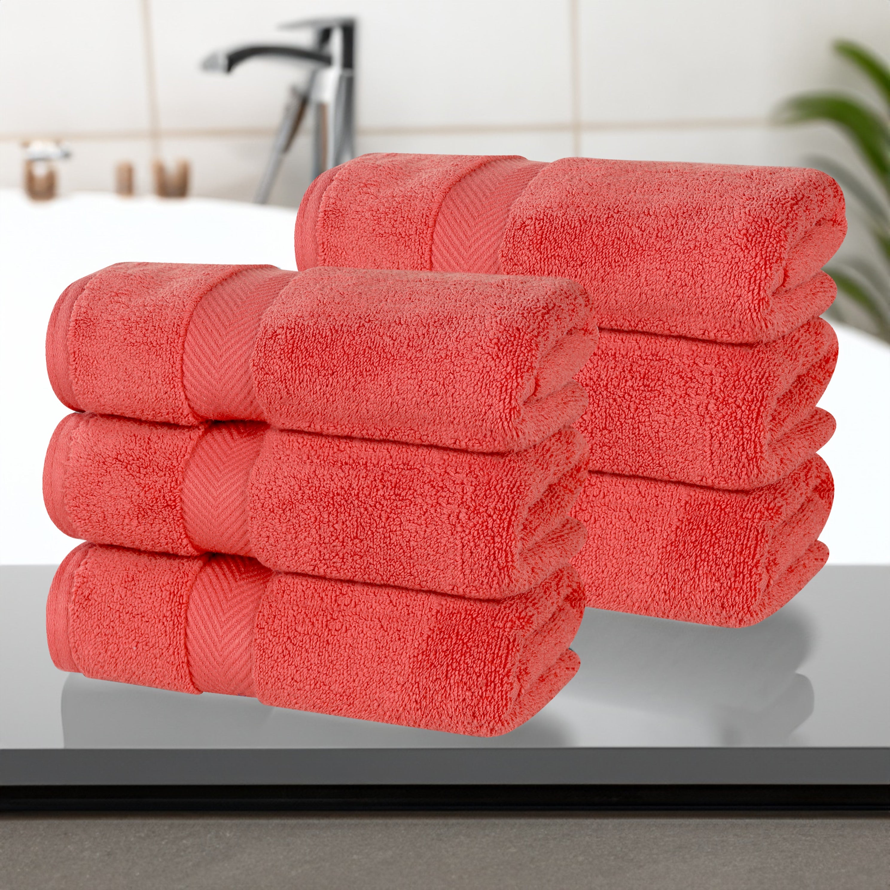 Premium 6-Pack Zero Twist Cotton Hand Towels - Ultra Soft, Highly Absorbent for Kitchen, Bathroom & Gym - Solid Color Home Essentials