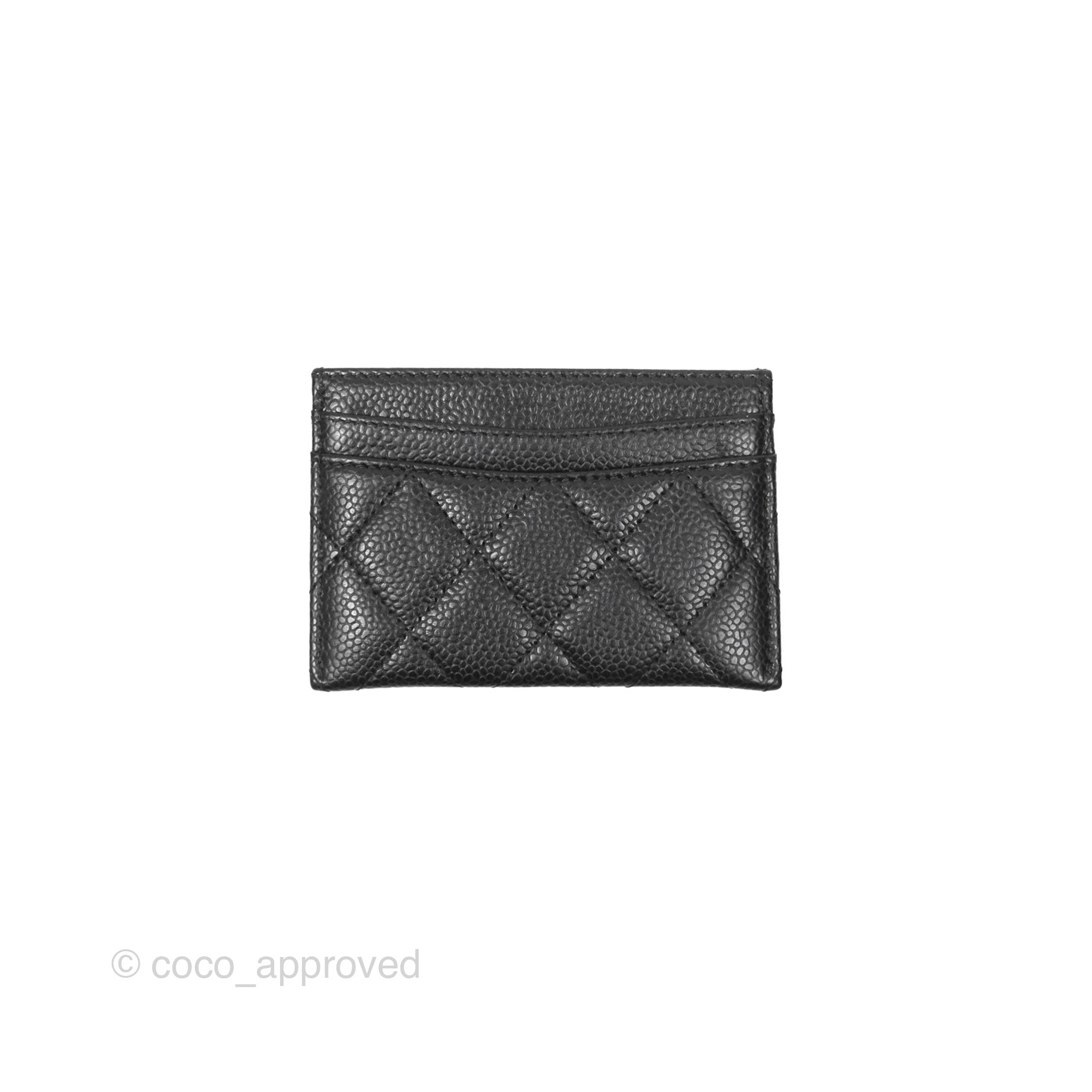 Chanel Classic Black Flat Card Holder - Genuine Caviar Leather with Gold Hardware - Perfect for Everyday Use & Gift Giving
