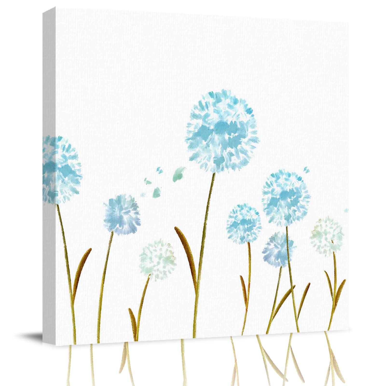 Dandelion Watercolor Canvas Wall Art - Framed Bathroom Decor Painting for Living Room, Kitchen, Office | Ready to Hang Home Decor | Perfect for Housewarming Gifts & Spa-Inspired Spaces