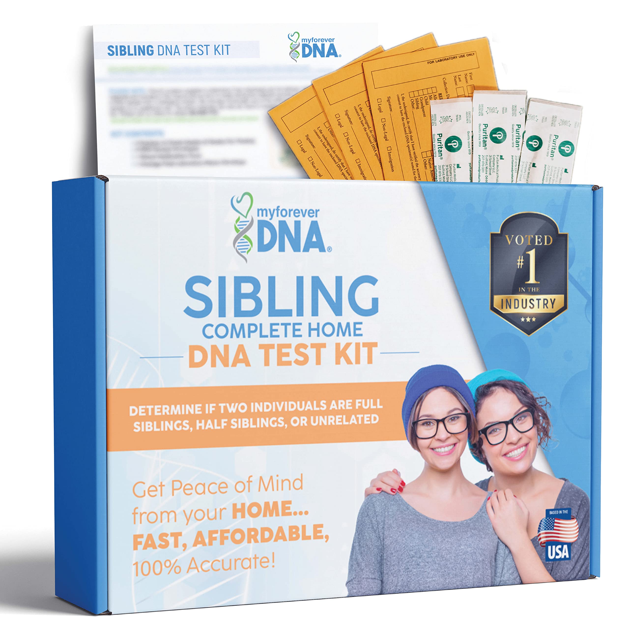 Sibling DNA Test Kit - Accurate & Confidential Genetic Testing for 46 DNA Markers - Includes Lab Fees & Shipping - Perfect for Family Reunions, Legal Proof, and Personal Discovery