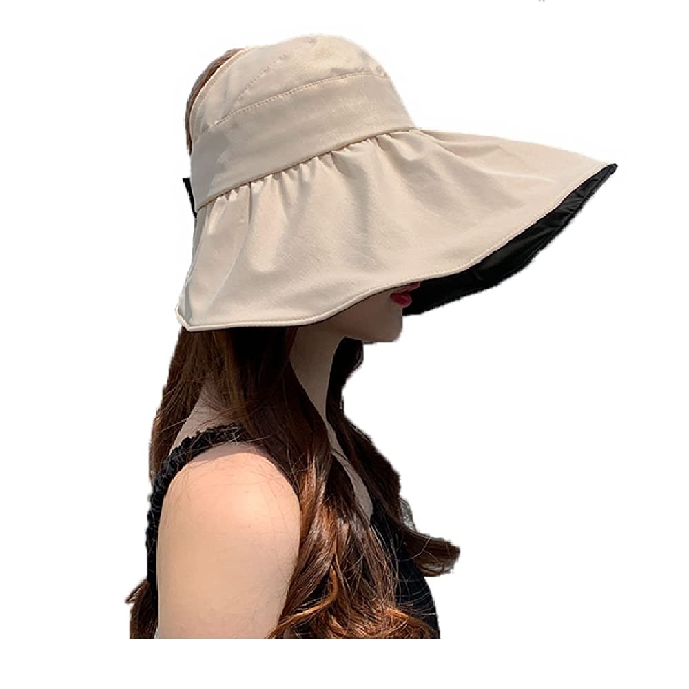Women's UV Protection Wide Brim Sun Hat with Ponytail Hole - Summer Beach Hat for Outdoor Activities, Travel, Gardening & Sun Protection