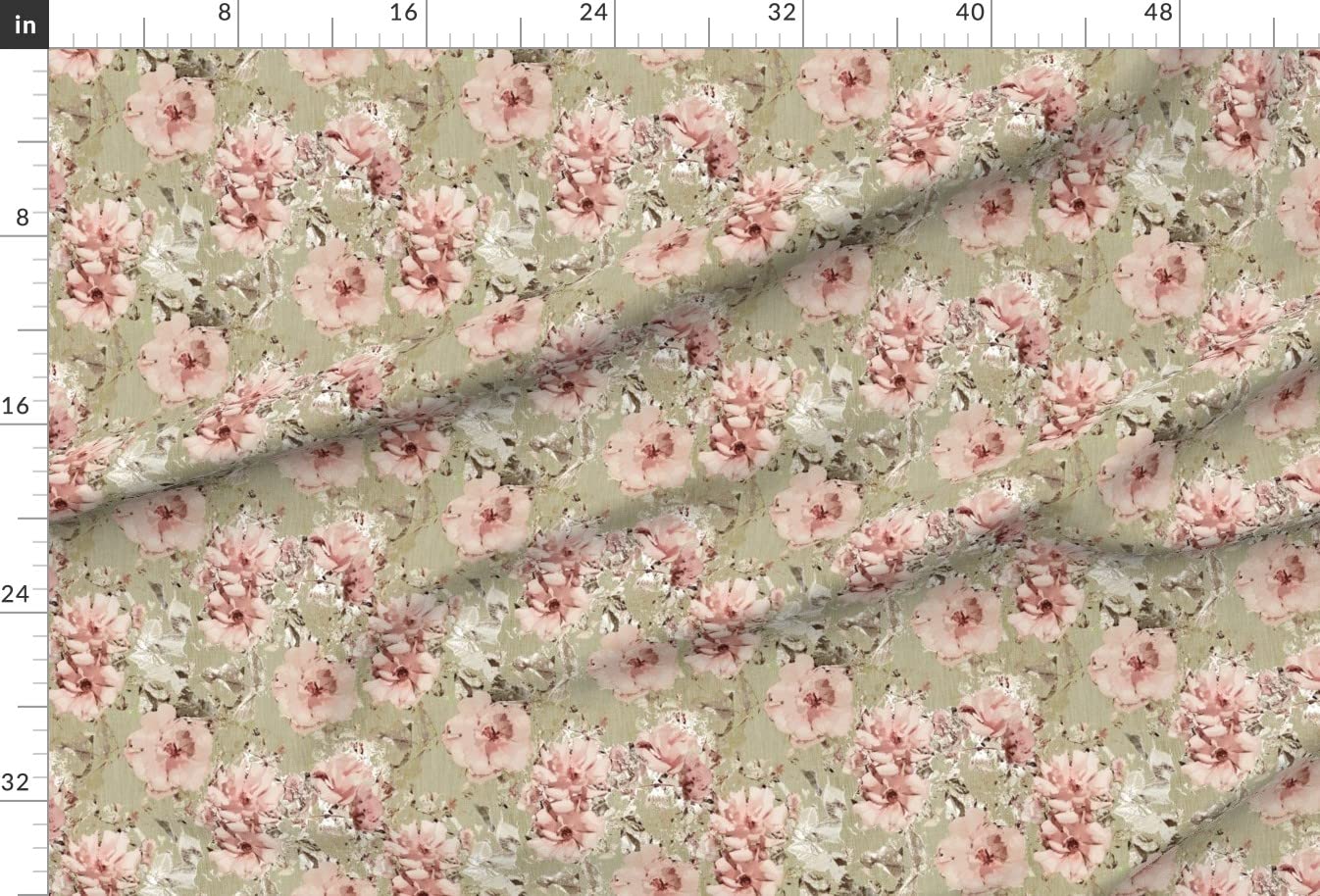 Vintage Shabby Rose Floral Victorian Botanical Printed Velvet Fabric by The Yard - Upholstery, Home Decor & Apparel Material - Perfect for Wedding Decor, Spring Fashion & Chic DIY Projects