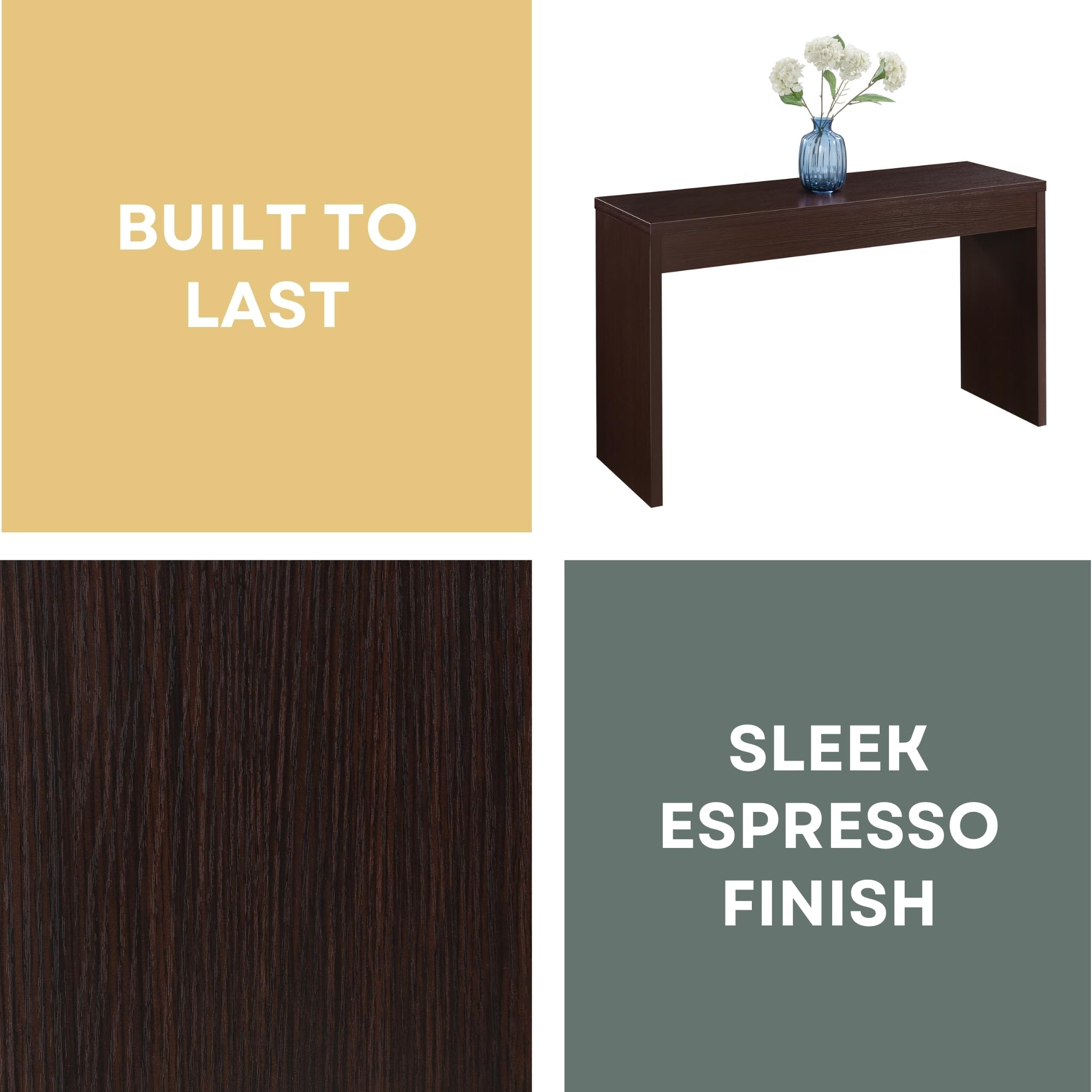 Convenience Concepts Northfield 48-Inch Console Table - Modern Sofa Table for Living Room, Contemporary Entryway Hall Table, Foyer Display Table in Espresso Finish | Perfect for Small Spaces, Home Decor & Apartment Styling