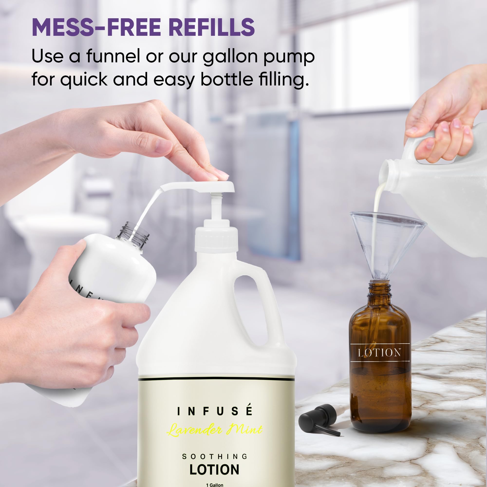 Terra Pure Lavender Mint Infused Hotel Lotion - 1 Gallon Bulk Refill for Hospitality & Vacation Rentals - Perfect for Spa, Hotel, Airbnb Dispensers - Relaxing Aromatherapy Lotion (4-Pack)