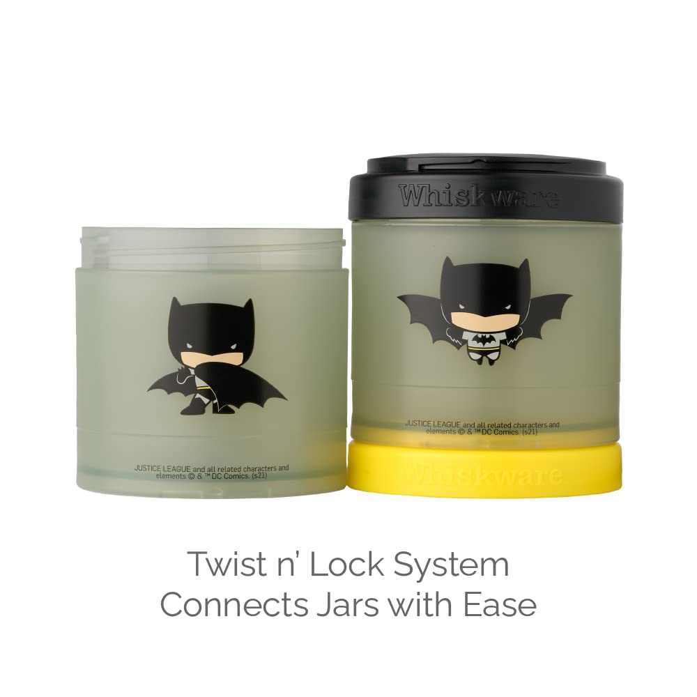 Justice League Stackable Snack Containers for Kids - 3-Pack Batman Themed Reusable Food Storage Cups | Perfect for School Lunches, Travel Snacks & On-the-Go Toddler Meals