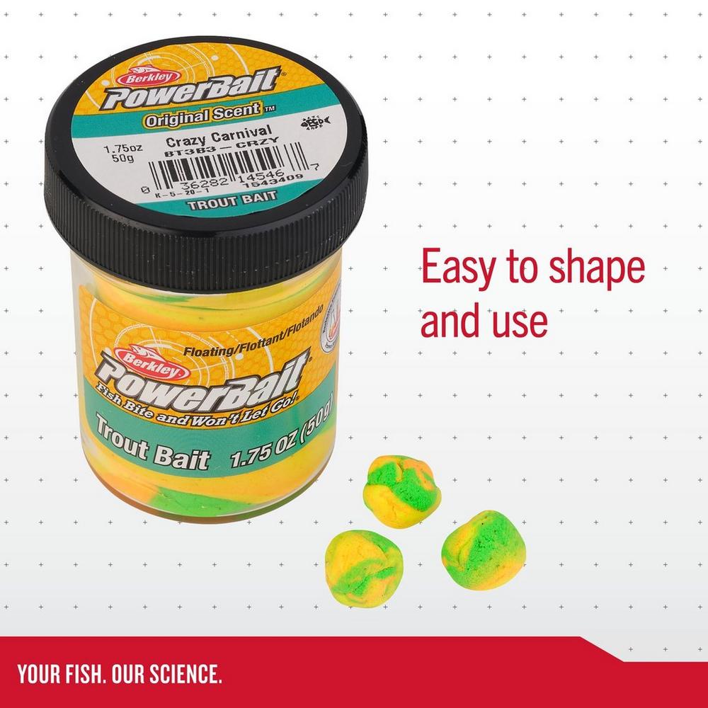 Berkley PowerBait Trout Fishing Bait - 1.75oz Jar - Ideal for Freshwater Trout Fishing in Rivers and Lakes