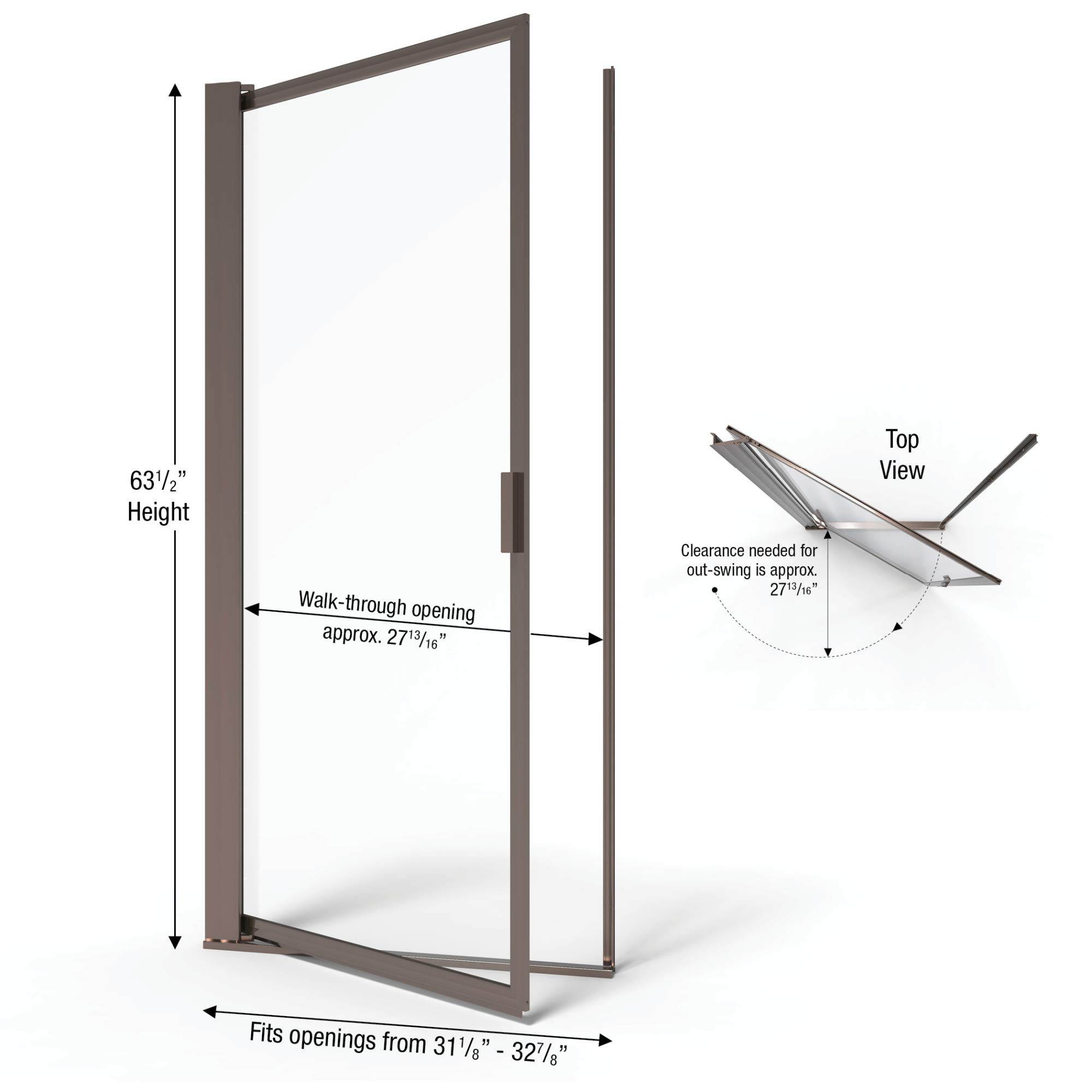 Basco Sopora Pivot Shower Door - 31.125-32.875