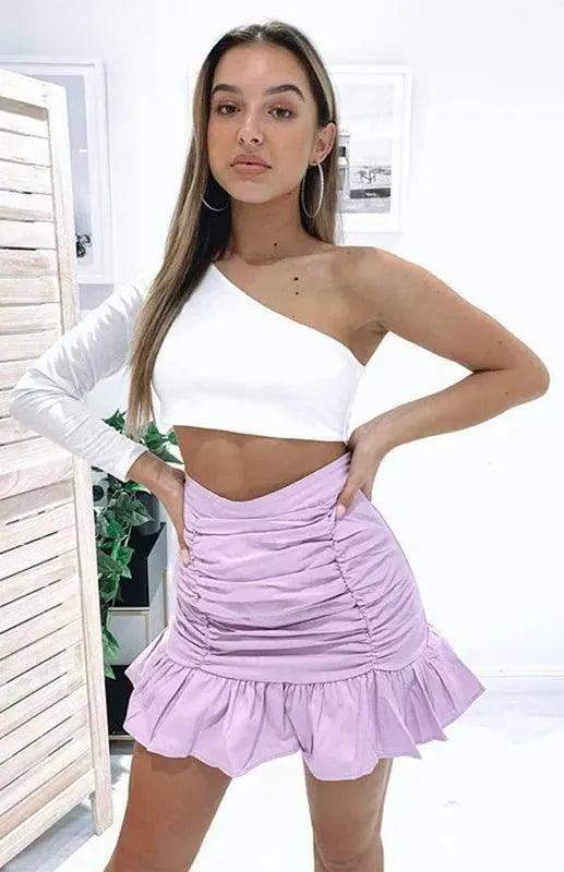 High Waisted Pleated Ruffle Mini Skirt for Women - Trendy A-Line Summer Skirt with Elastic Waistband | Perfect for Parties, Dates & Casual Outfits