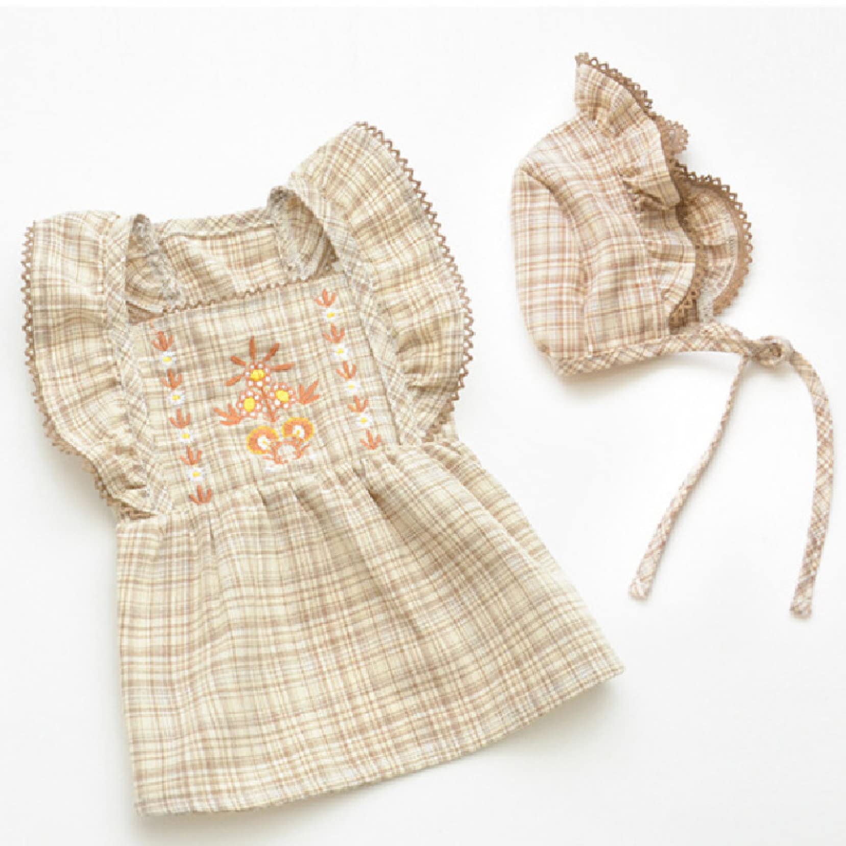 Breathable Plaid Sleeveless Dog Dress with Hat - Summer Pet Costume for Small Dogs & Cats | Perfect for Outdoor Walks, Pet Parties & Photo Shoots