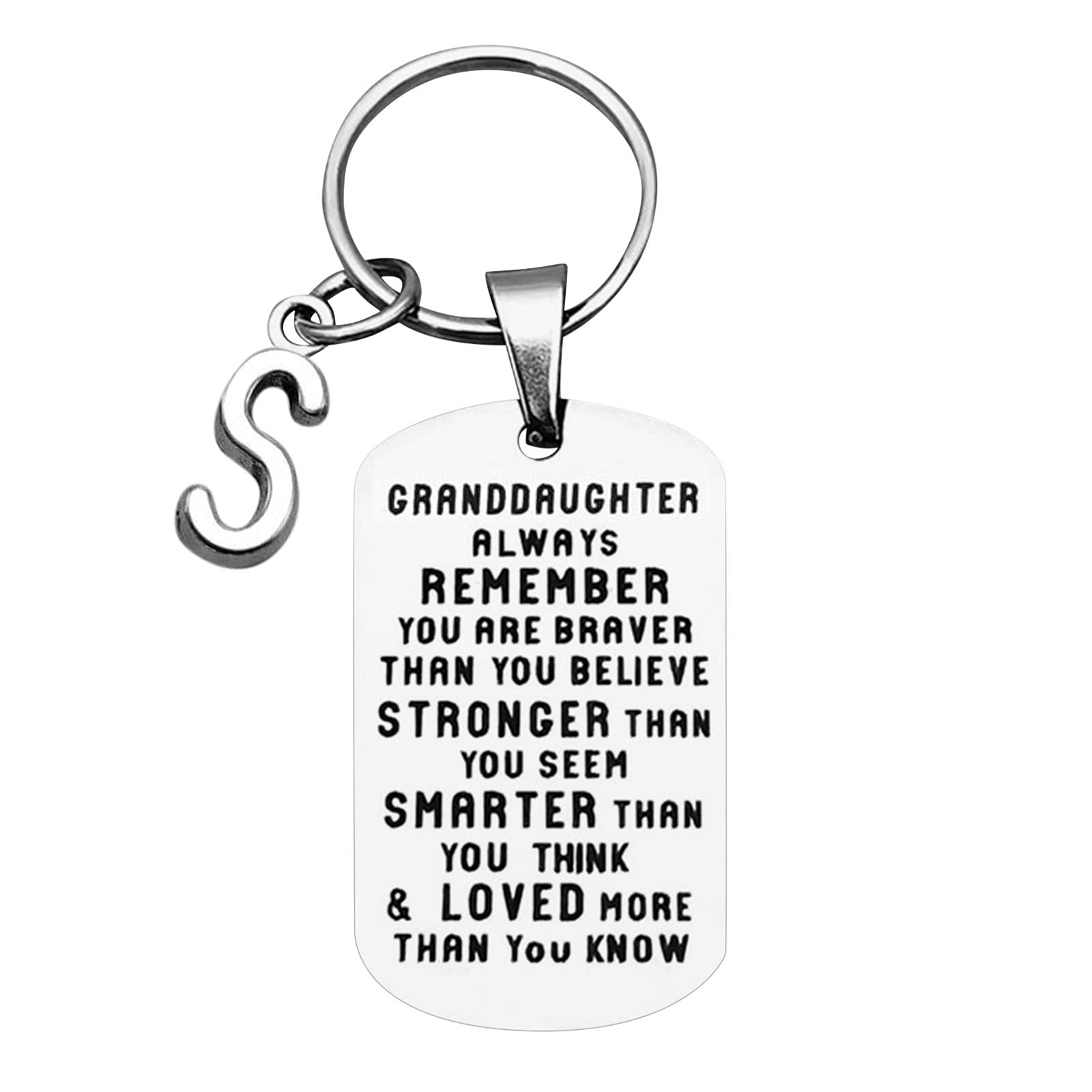 Personalized 26 Letters Christmas Keychain Ornaments for Granddaughter - Never Forget I Love You - Perfect Gift for Christmas, Birthdays, and Special Occasions