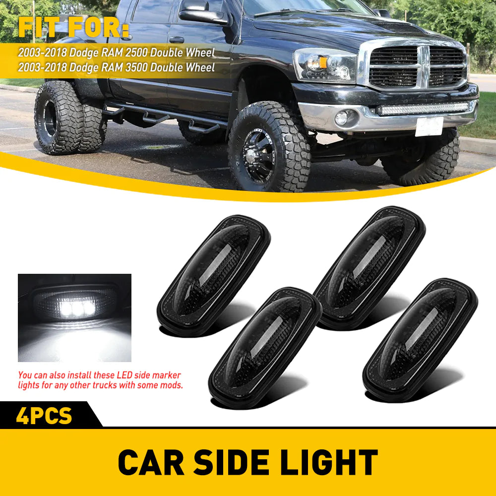 2003-2018 Dodge RAM 2500 3500 Red & Yellow LED Fender Side Marker Lights - Durable Replacement for Enhanced Visibility & Safety in Low Light Conditions
