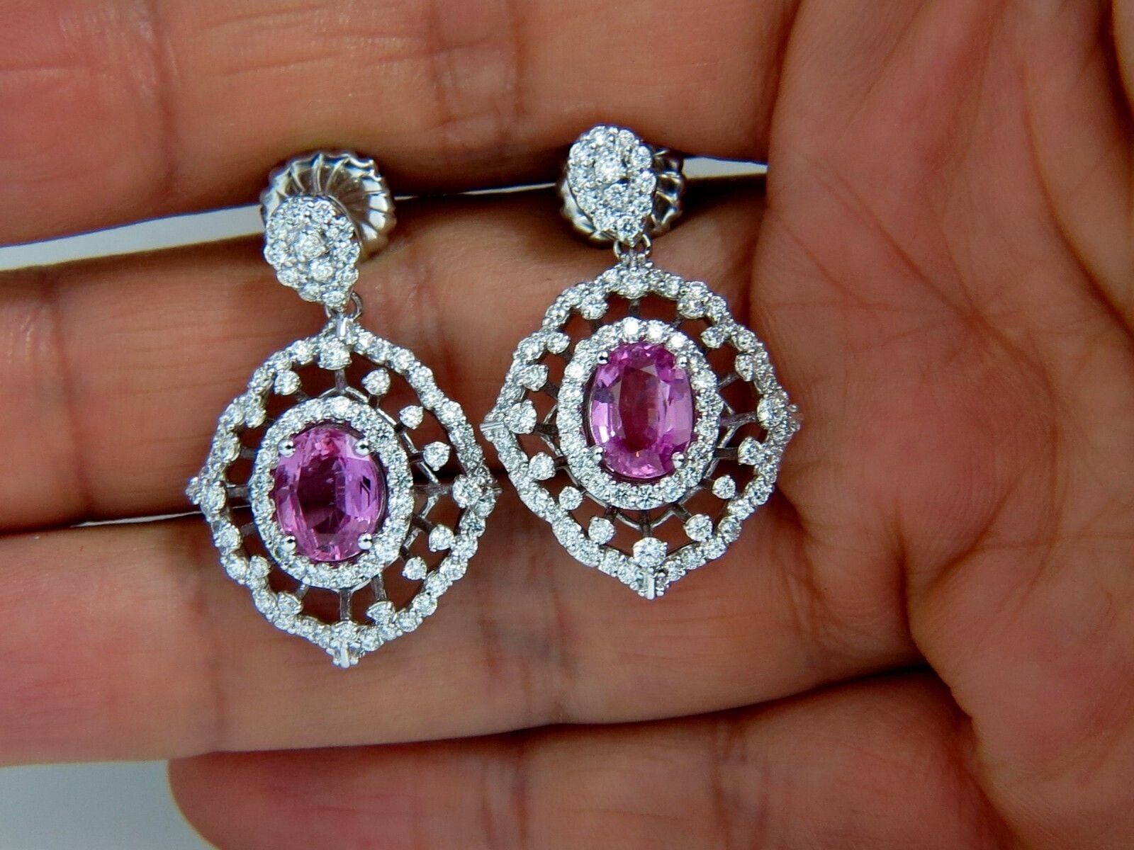 14kt Pink Sapphire and Diamond Dangle Earrings - GIA Certified | Elegant Jewelry for Weddings, Parties & Special Occasions