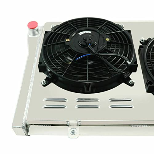High-Performance 4-Row Aluminum Radiator for 1982-2002 Chevy S10 S-10 Blazer L4 V6 & 1984-1990 Chevy Corvette 5.7L V8 - All Aluminum Construction with Fan Shroud & Relay Kit - Perfect for Engine Upgrades and Off-Road Adventures