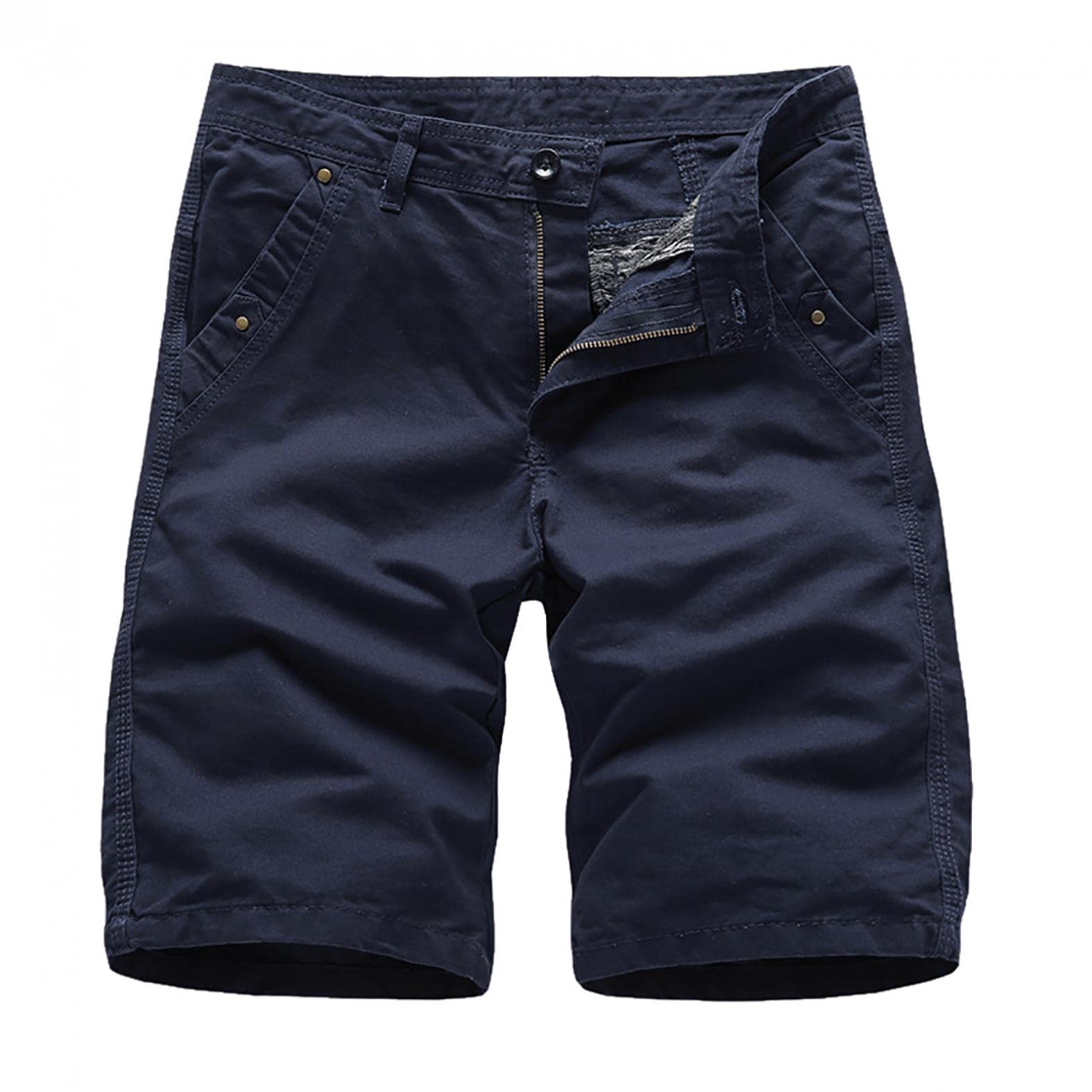 Men's Cargo Shorts with Elastic Waist - Relaxed Fit Multi-Pocket Casual Shorts for Outdoor, Work & Travel | Comfortable Summer Workwear & Hiking Shorts