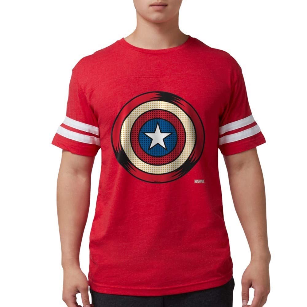 Captain America Comic Shield Men's Football Shirt | Marvel Superhero Graphic Tee | Casual Wear & Sports Fan Apparel for Game Day & Comic Con
