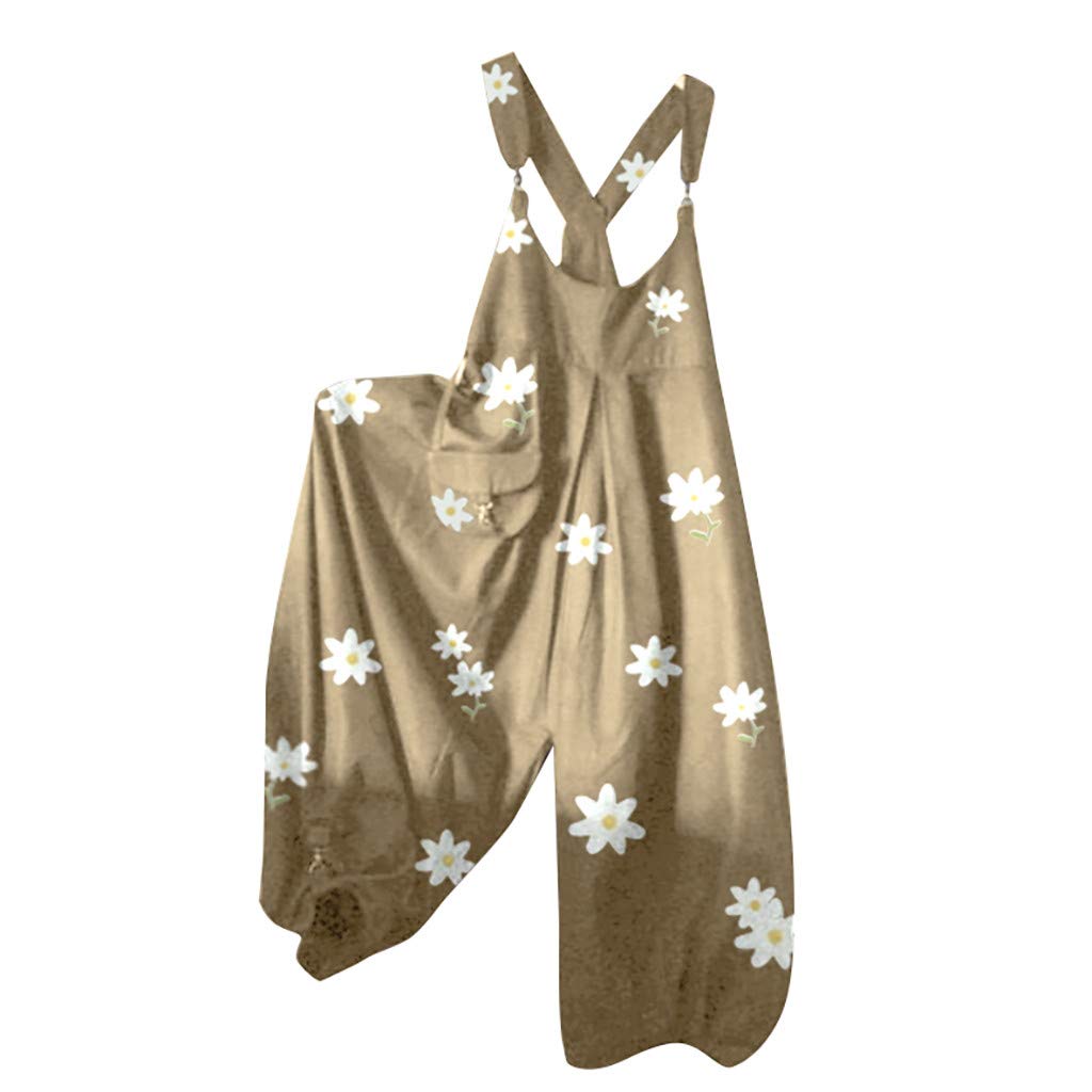 Women's Casual Loose Long Boho Romper Jumpsuit - Wide Leg Baggy Cotton Overalls with Pockets | Perfect for Summer Outfits, Beach Wear, Boho Fashion and Everyday Comfort