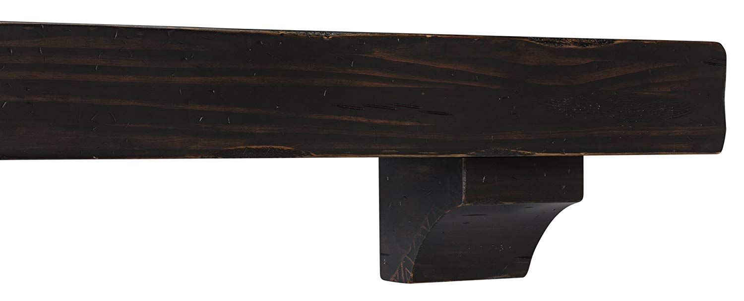 Pearl Mantels 412-72-20 The Shenandoah 72-Inch Wooden Shelf/Mantel - Espresso Rustic Distressed Finish - Perfect for Fireplace Mantel Decor, Living Room, Bedroom & Farmhouse Style Home Decor