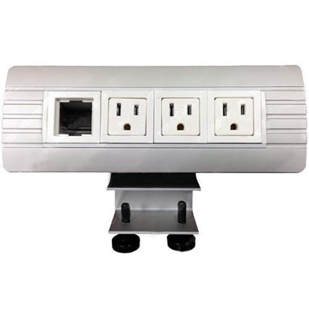 Edge Mount Power and Data Distribution Unit - 3 Power Outlets & 1 Data Port with 6ft Cord - Ideal for Home Office, Server Racks, and Workstation Cable Management