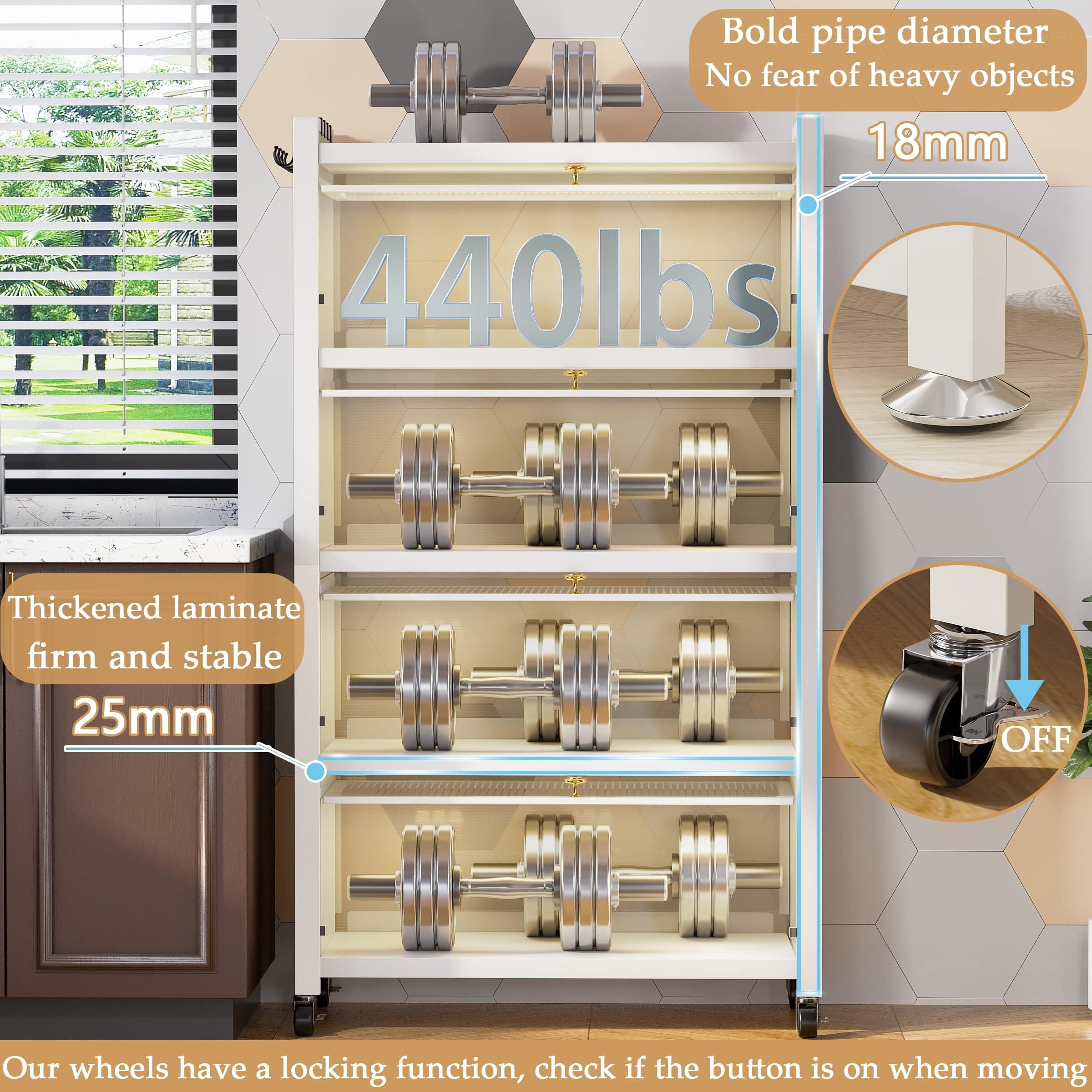 5-Tier Pantry Storage Cabinet - Heavy Duty Baker Rack for Kitchen Organization with Microwave Stand | Space-Saving Kitchen Shelving for Spices, Cookware & Small Appliances | Perfect for Pantry, Garage & Laundry Room Storage