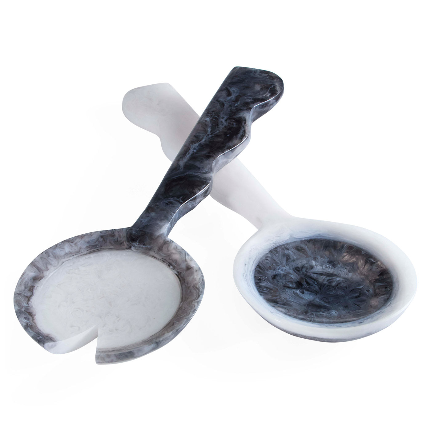 Como Black & White Ripple Salad Serving Set - Elegant 12-Piece Dinnerware for Entertaining, Parties & Family Gatherings - Perfect for Weddings, BBQs & Holiday Meals