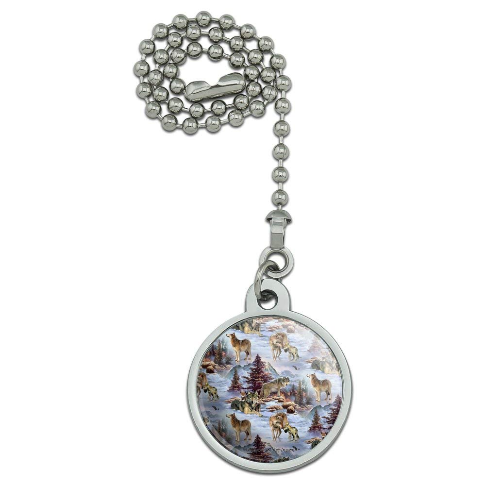 Wolf Pack Baby Wolves Snow Mountains Pattern Ceiling Fan Pull Chain - Decorative Ceiling Fan Light Pull Chain for Nursery, Cabin & Outdoor Decor