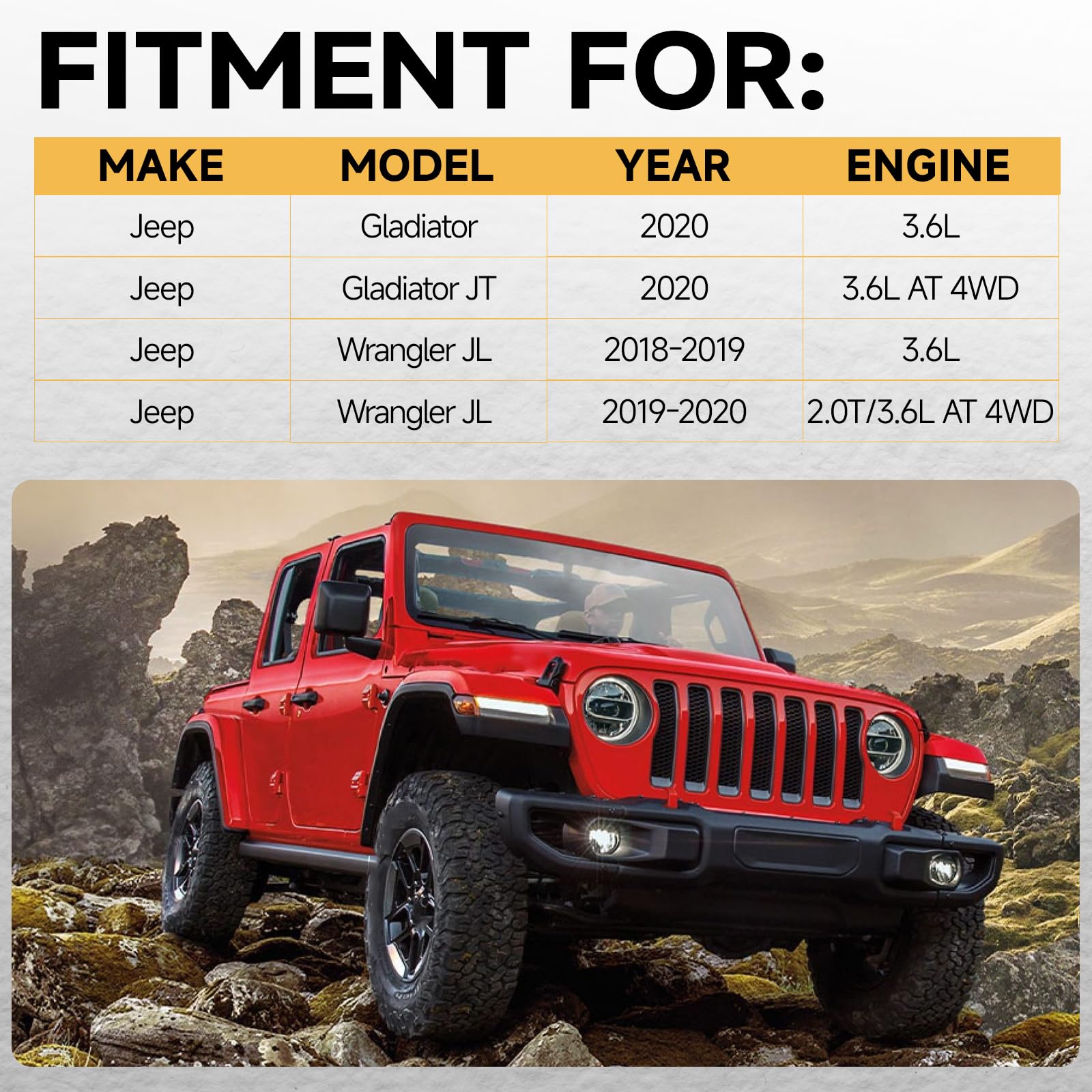 Front Drive Shaft Replacement for Jeep Gladiator JT 2020 3.6L AT 4WD & Wrangler JL 2018-2020 2.0T/3.6L AT 4WD - OEM #68272525AB - Perfect for Off-Roading & 4x4 Adventures