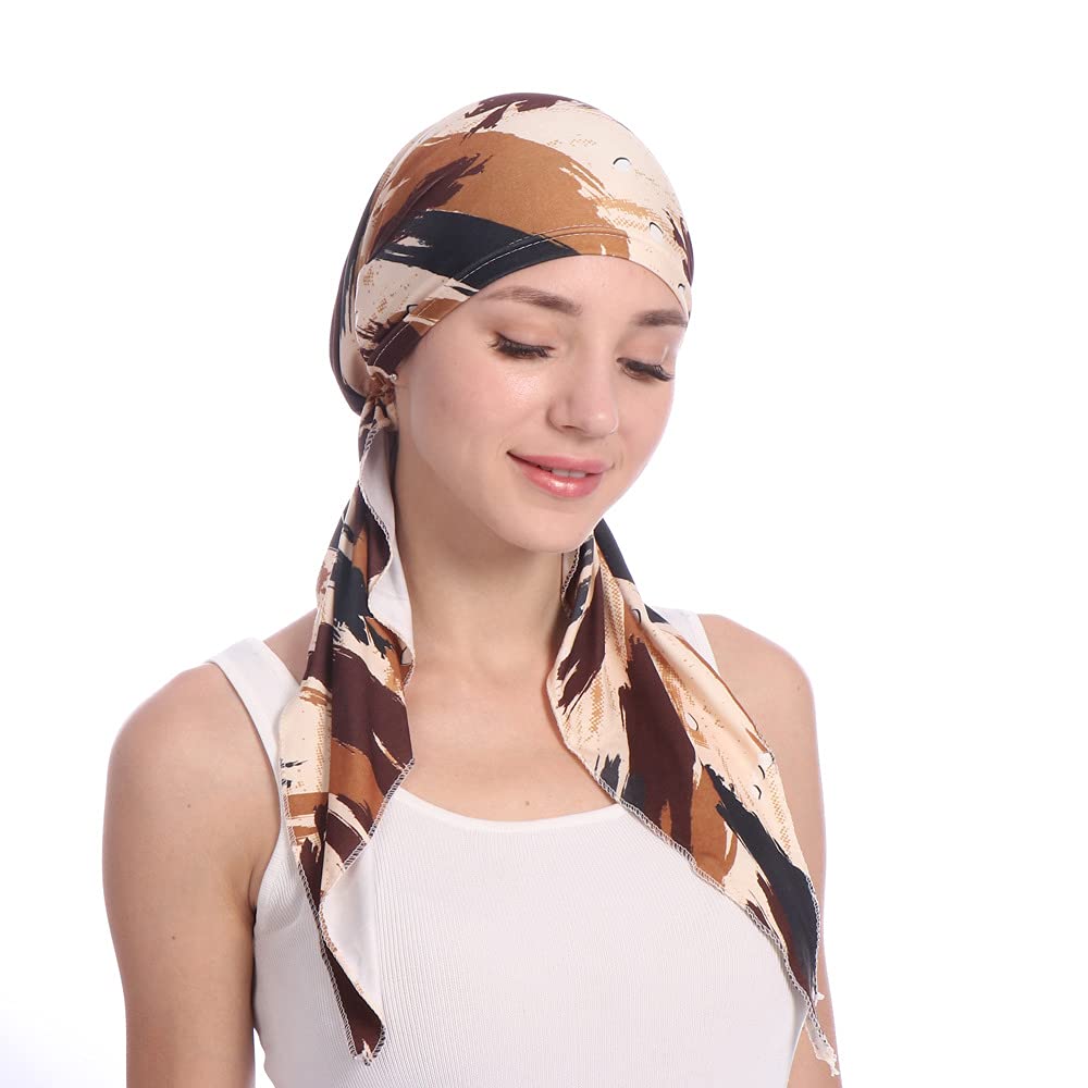 Qhome Women's Stretchy Pre-Tied Head Scarf - Soft Comfort Headwrap for Chemo, Cancer Patients - Perfect for Hair Loss, Hospital Visits & Everyday Wear