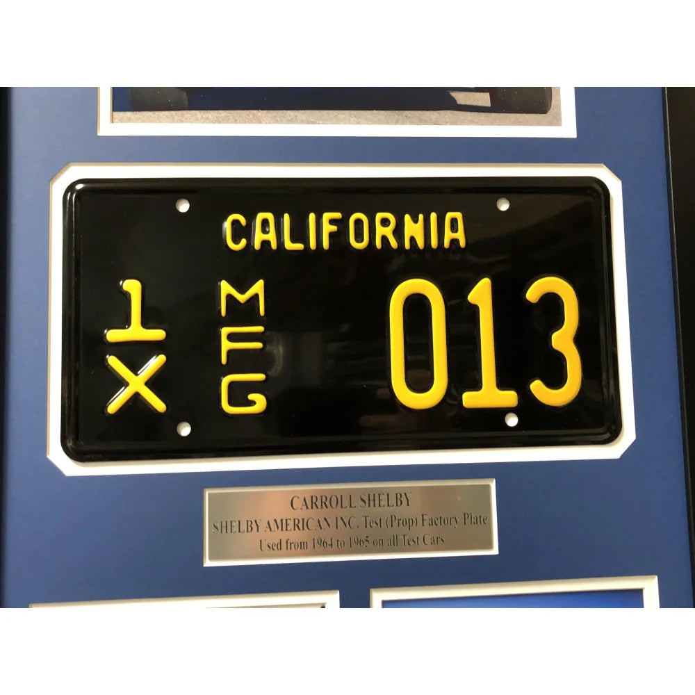 Authentic Carroll Shelby Framed Movie Prop Plate - Ford vs Ferrari Cobra Mustang Photo Memorabilia - Perfect for Racing Fans & Movie Collectors - Home Theater Decor, Man Cave Display, Gift for Car Enthusiasts