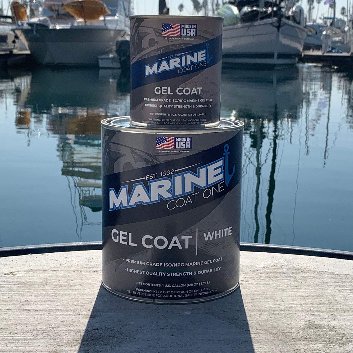 Premium Marine Gelcoat - MarineCoat One (Black, Wax-Free, 1 Gallon) | High-Gloss Boat Hull Repair & Protection for Fiberglass, Yachts & Marine Surfaces