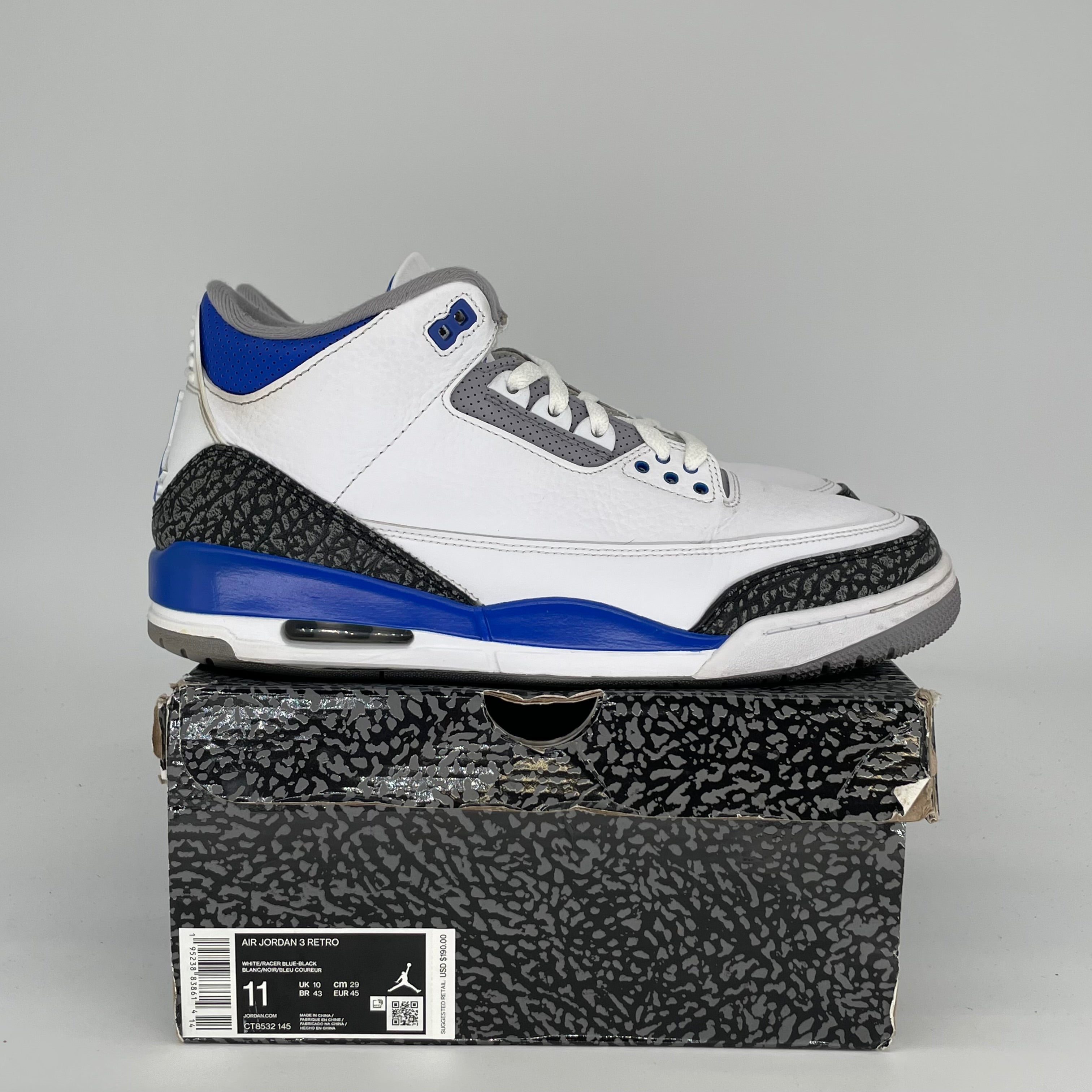 AIR JORDAN 3 RACER BLUE Men's Basketball Shoes Size 11 - CT8532 145 | Retro Sneakers for Running, Training & Streetwear Fashion