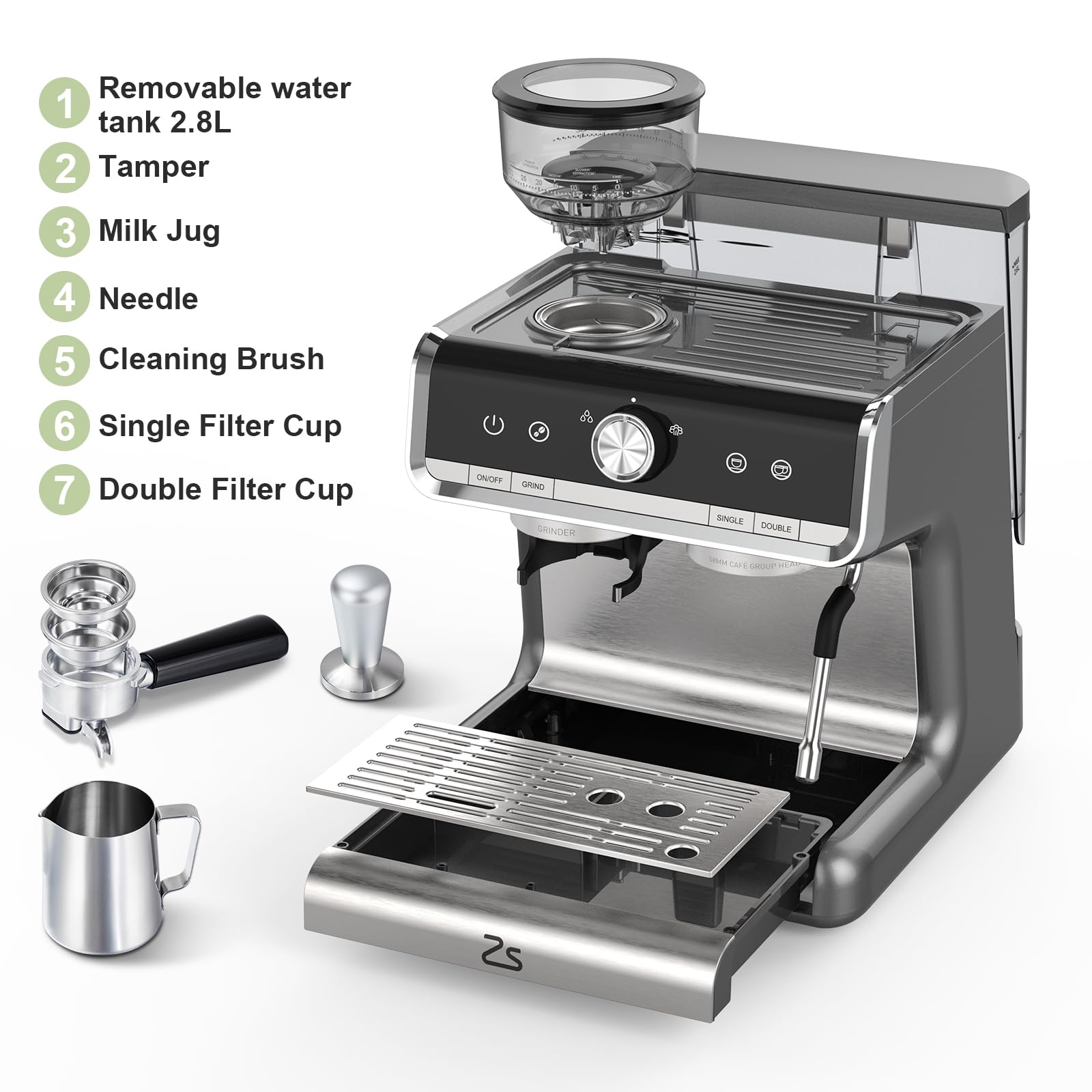 Zstar 20 Bar Professional Espresso Machine for Home Barista - Automatic Coffee Maker with Milk Frother Steam Wand for Cappuccino & Latte, PID Temperature Control, 95OZ Large Water Tank, 1450W - Perfect for Home Cafes, Office Coffee Stations & Gift for Coffee Lovers