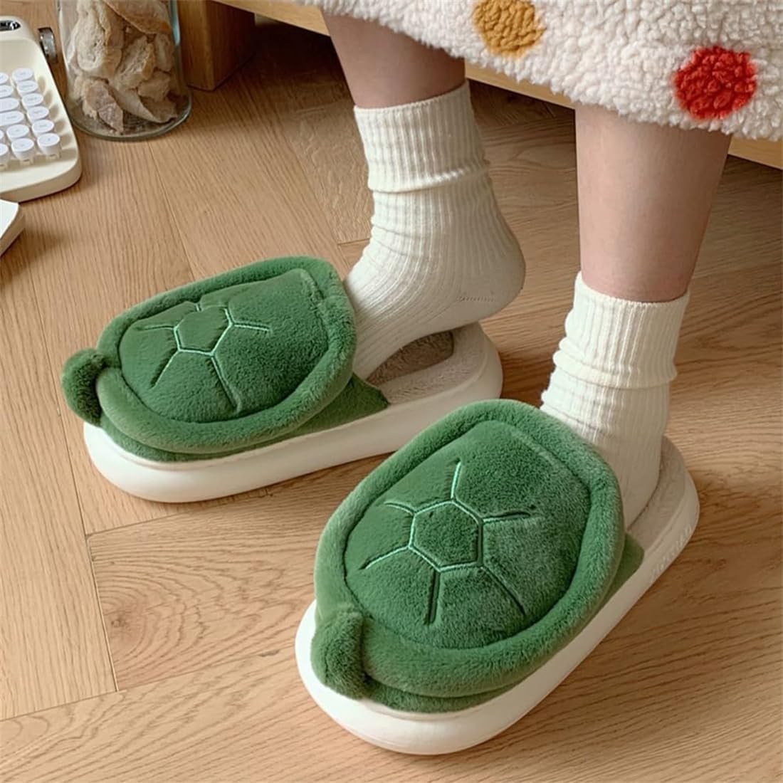 Women's Plush Turtle Slippers - Cute & Comfortable Anti-Slip Winter House Shoes with Thick Sole | Perfect for Indoor Relaxation, Lounge Wear & Cozy Home Comfort