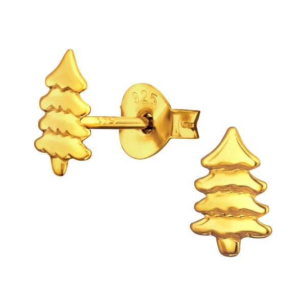 Kids Gold & Silver Christmas Tree Earrings - Festive Holiday Jewelry for Girls & Boys - Perfect for Christmas Parties & Gifts