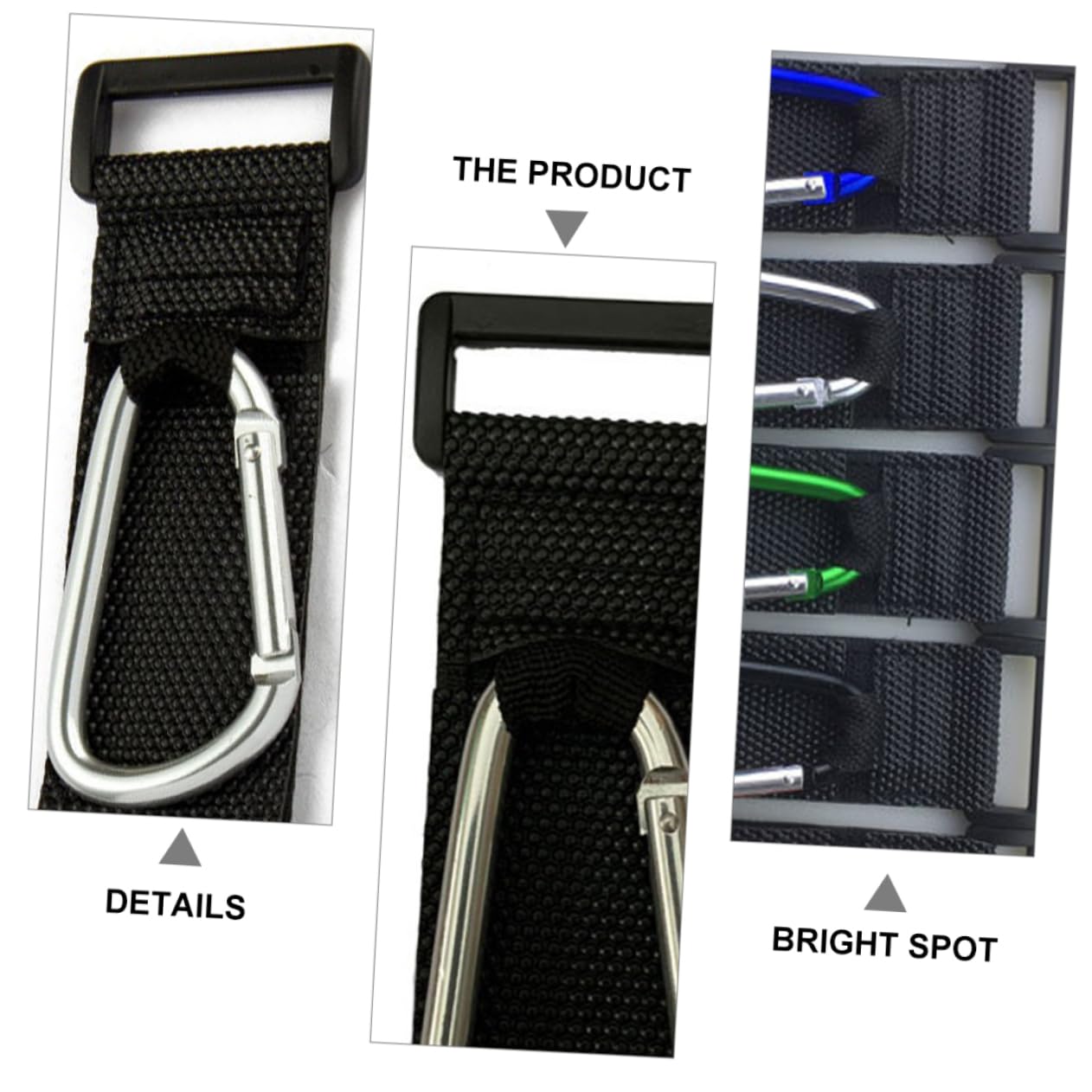 COOLHIYA Baby Stroller Hooks - 4 Pack D-Shape Stroller Hangers with Carabiner Clips, Silver Mummy Bag Holder for Diaper Bags & Shopping (Perfect for Strollers, Shopping Carts & Travel Accessories)
