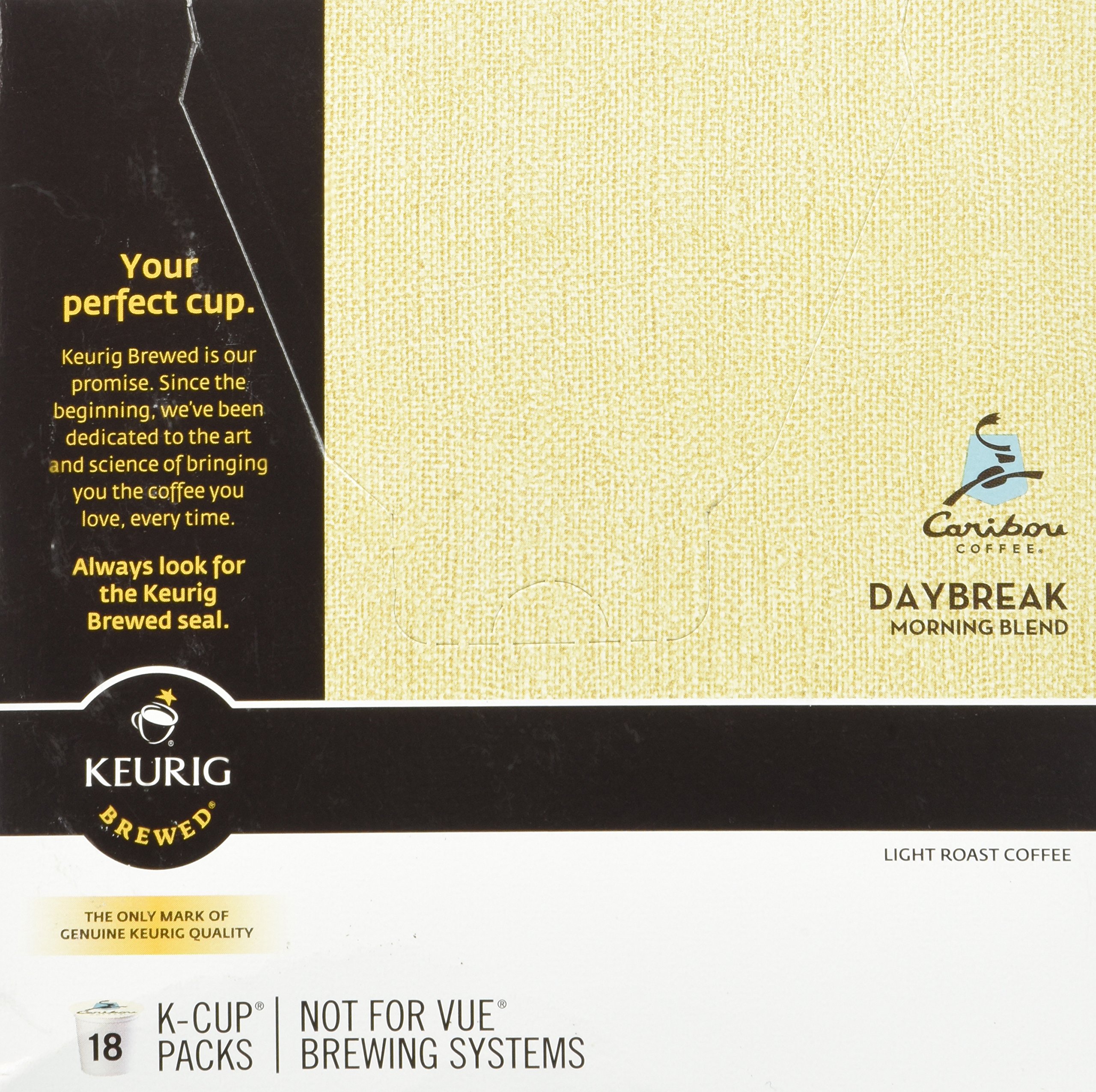 Caribou Daybreak Morning Blend Coffee Keurig K-Cups, 18 Count - Medium Roast Coffee Pods for Keurig Brewers - Perfect for Breakfast & Office Use