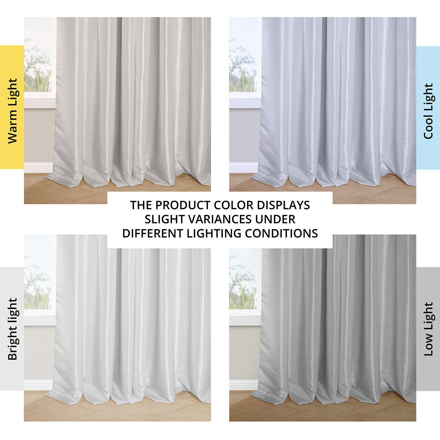 Eggshell French Pleat Faux Silk Taffeta Blackout Curtains for Bedroom & Living Room - Light Blocking Thermal Insulated Window Drapes