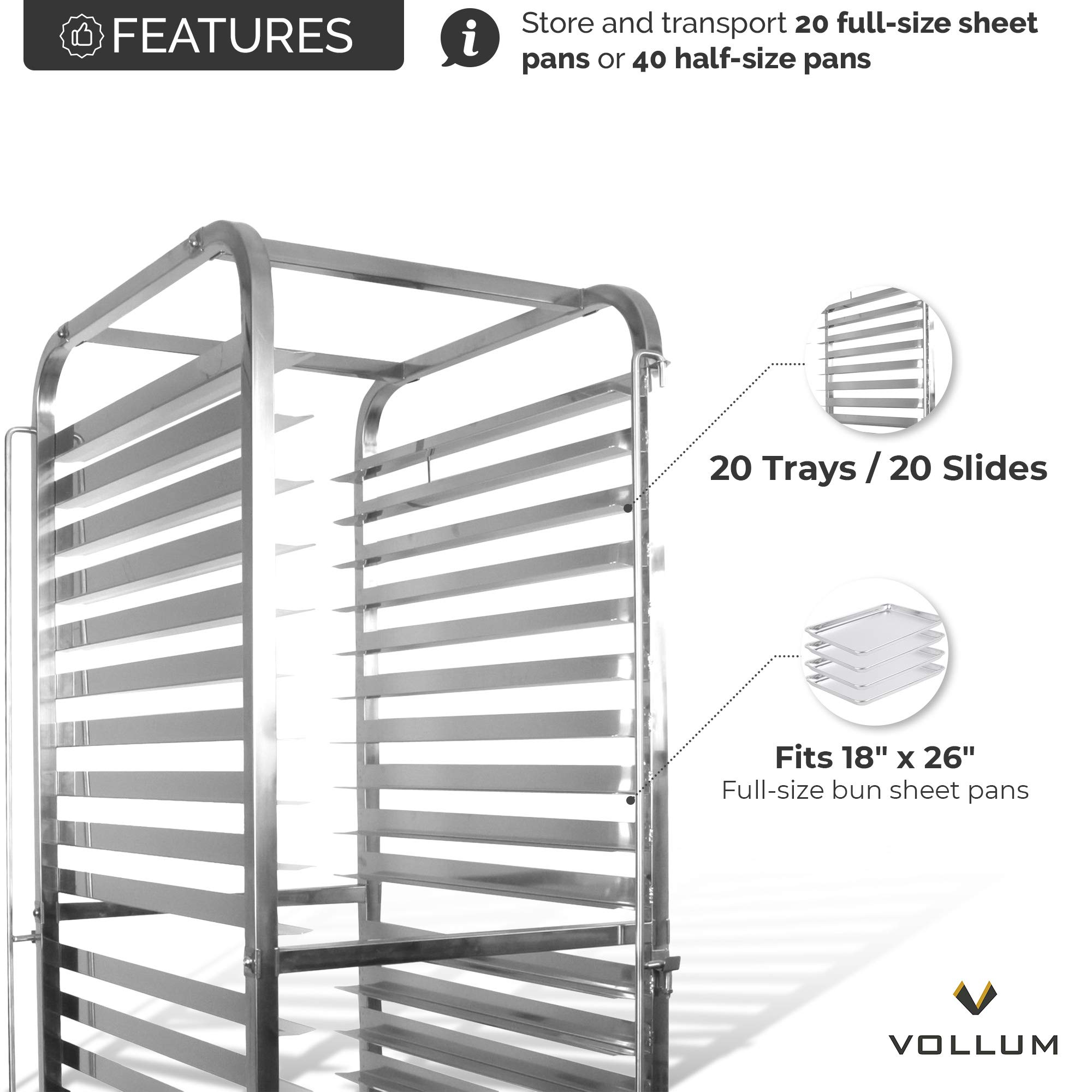 Stainless Steel Front Load Knock Down Bakery Rack - Heavy Duty Commercial Sheet Pan Holder (Fits 20 Full Size Trays) - Perfect for Restaurants, Bakeries & Commercial Kitchens