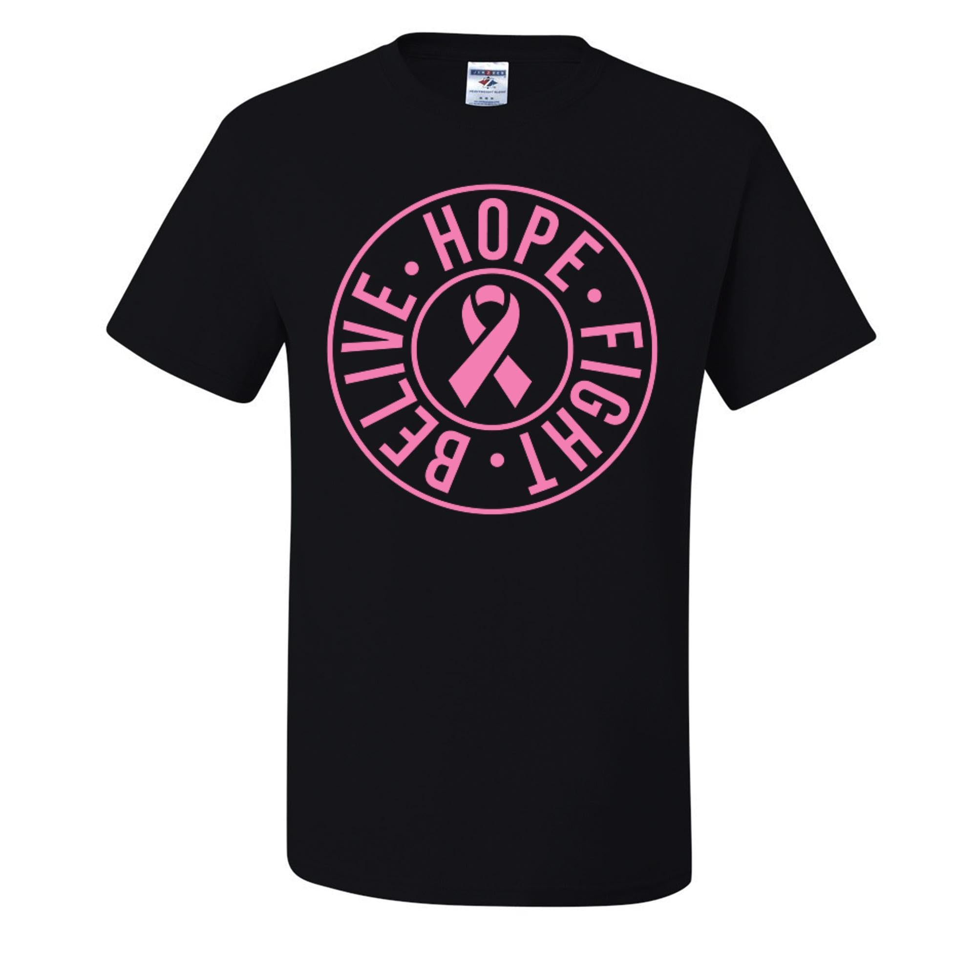 Wild Custom Apparel Believe Hope Fight Breast Cancer Awareness Graphic Men's T-Shirt - Support Cancer Awareness & Show Solidarity in Daily Wear