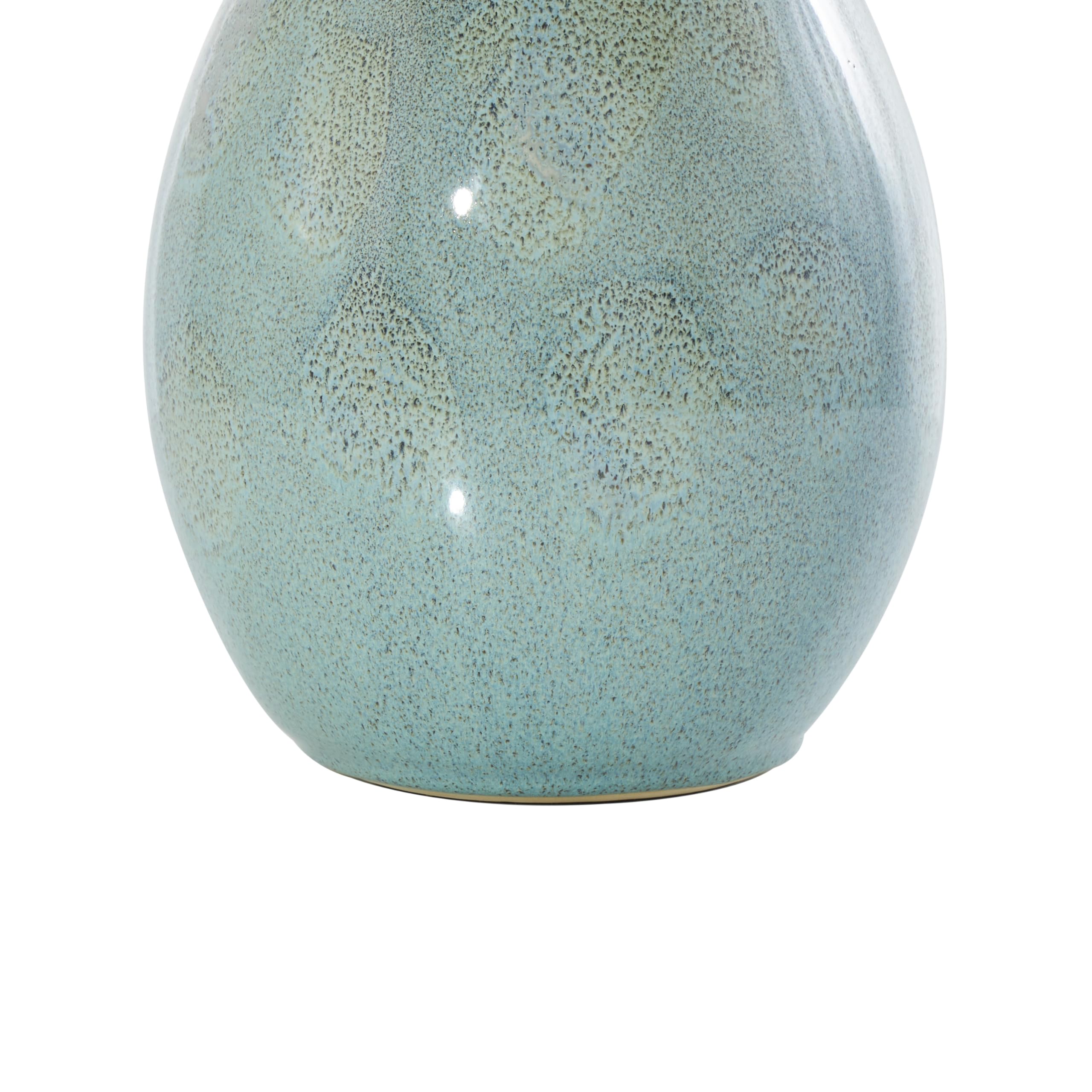 Deco 79 Modern Ceramic Table Lamp Set of 2 - 8x8x32 Inch Abstract Textured Drum Shade Accent Lighting for Living Room, Bedroom, Office - Teal Blue Home Decor