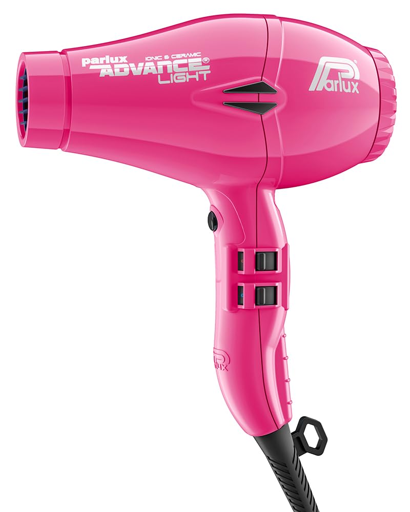 Parlux Advance Light Fuchsia Ionic Ceramic Hair Dryer with Metal Mesh Diffuser - Lightweight Fast Drying Blow Dryer for Frizz Control & Salon Quality Styling - Perfect for Home Use, Travel & Professional Salons