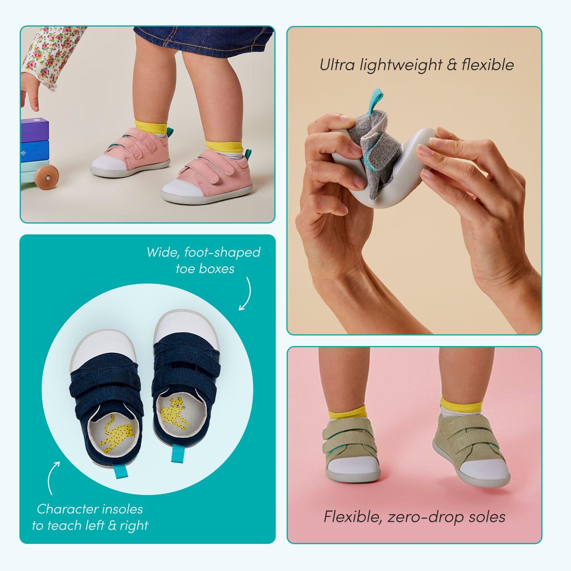 Ten Little First Walker Kids’ Sneakers - Lightweight & Breathable Cotton Baby Shoes for Boys & Girls - Non-Slip Rubber Sole for Wide Feet - Perfect for First Steps, Playtime & Outdoor Activities
