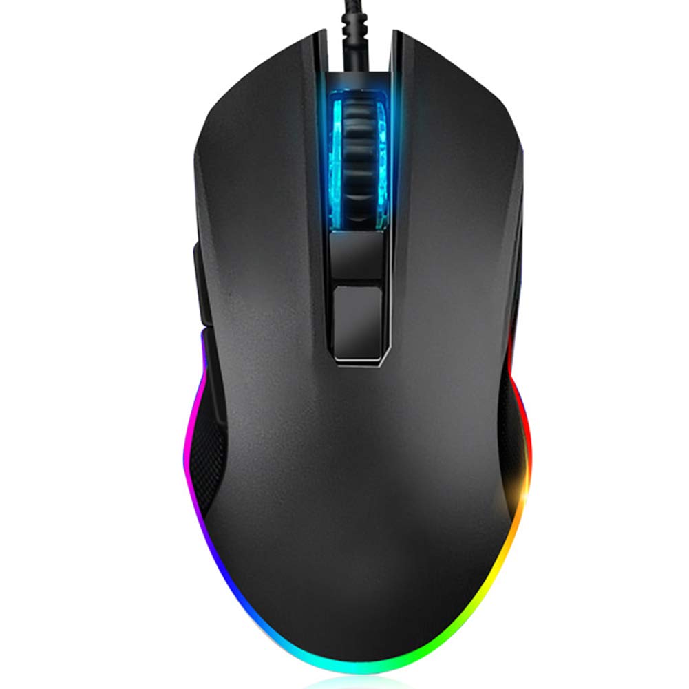 Fasient1 Wired Gaming Mouse USB - 8 Programmable Buttons, Mechanical Switches, 3200 DPI, RGB Breathing Light - Ergonomic PC Gaming Mouse for Laptop & Desktop (Black) - Perfect for FPS, MOBA & MMO Games
