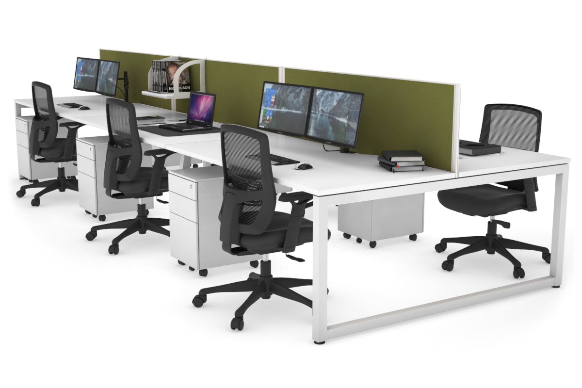 Quadro Loop Legs 6-Person Office Workstation - 1400L x 800W with Cable Management - Perfect for Open Office Layouts & Collaborative Workspaces