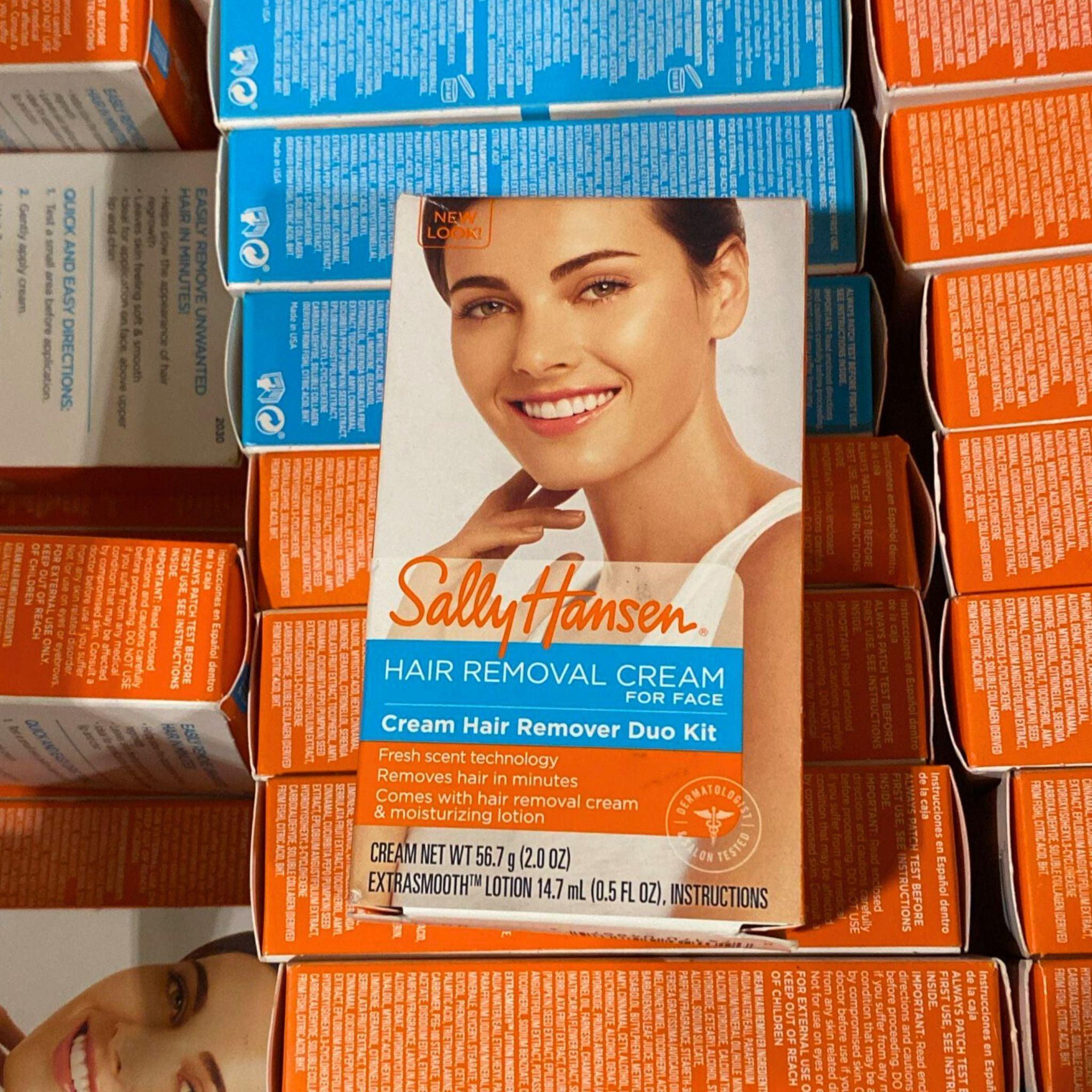 Sally Hansen Hair Removal Cream for Face & Body - Painless Hair Remover Duo Kit (60 Pcs) - Smooth Skin for Bikini Line, Legs & Underarms