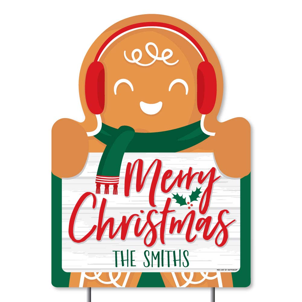 Personalized Gingerbread Christmas Party Decorations - Custom Gingerbread Man Holiday Welcome Yard Sign for Christmas, Winter Celebrations & Festive Home Decor